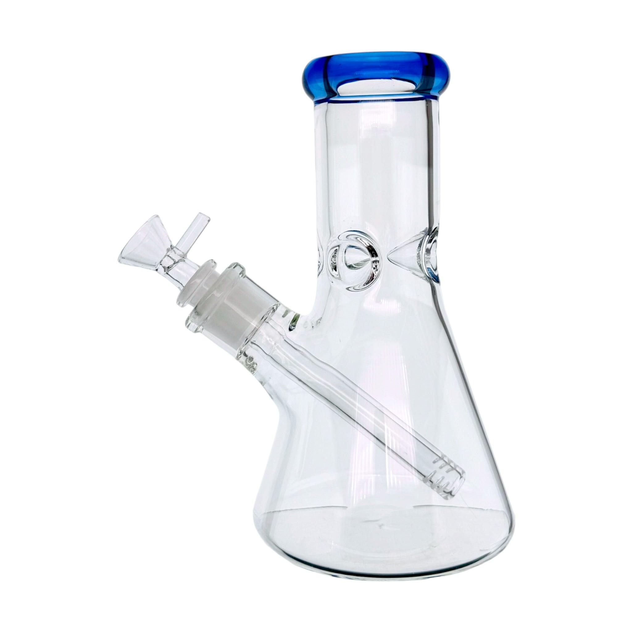 8 Inch Extra Thick Clear Glass Bong With Blue Mouthpiece