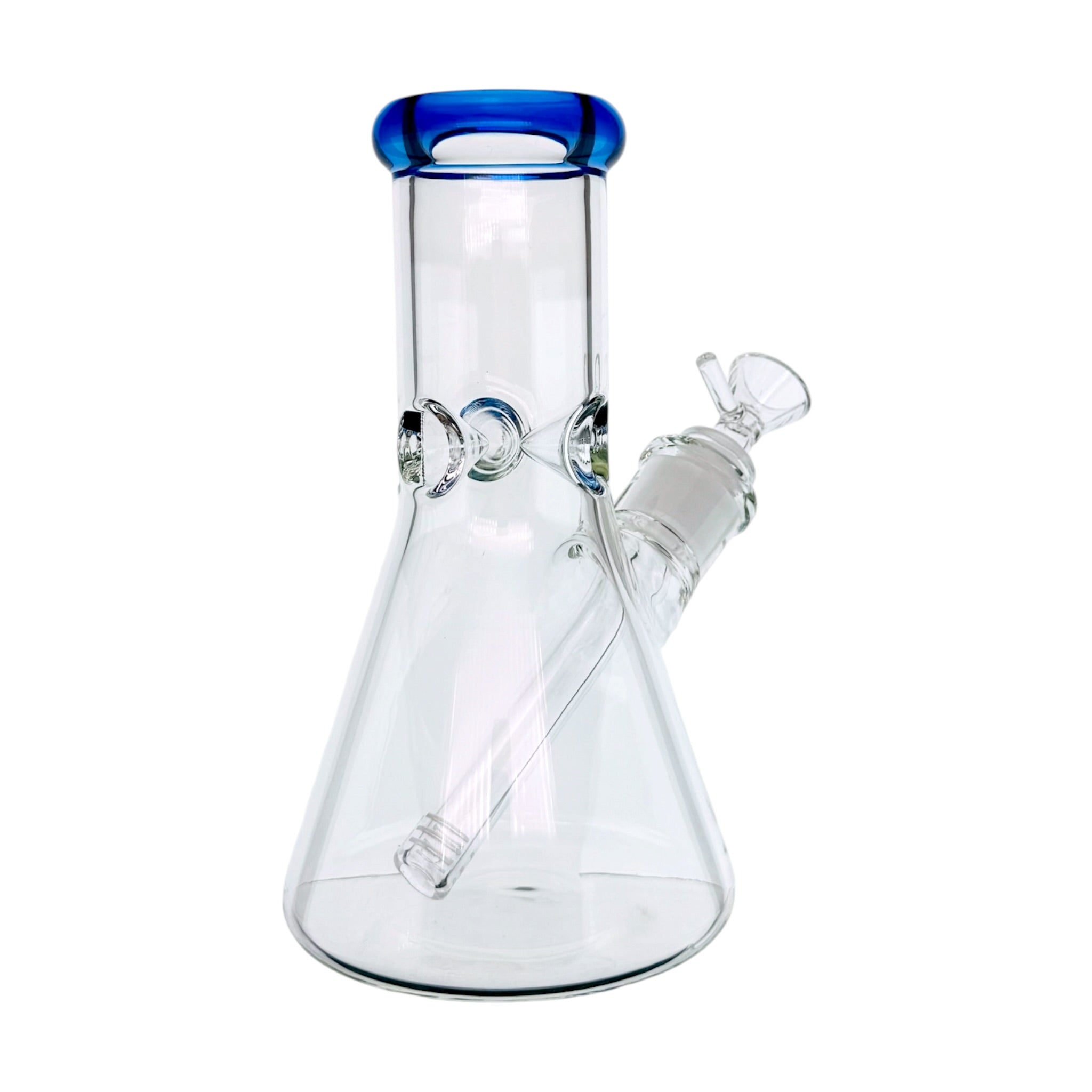 8 Inch Extra Thick Clear Glass Bong With Blue Mouthpiece
