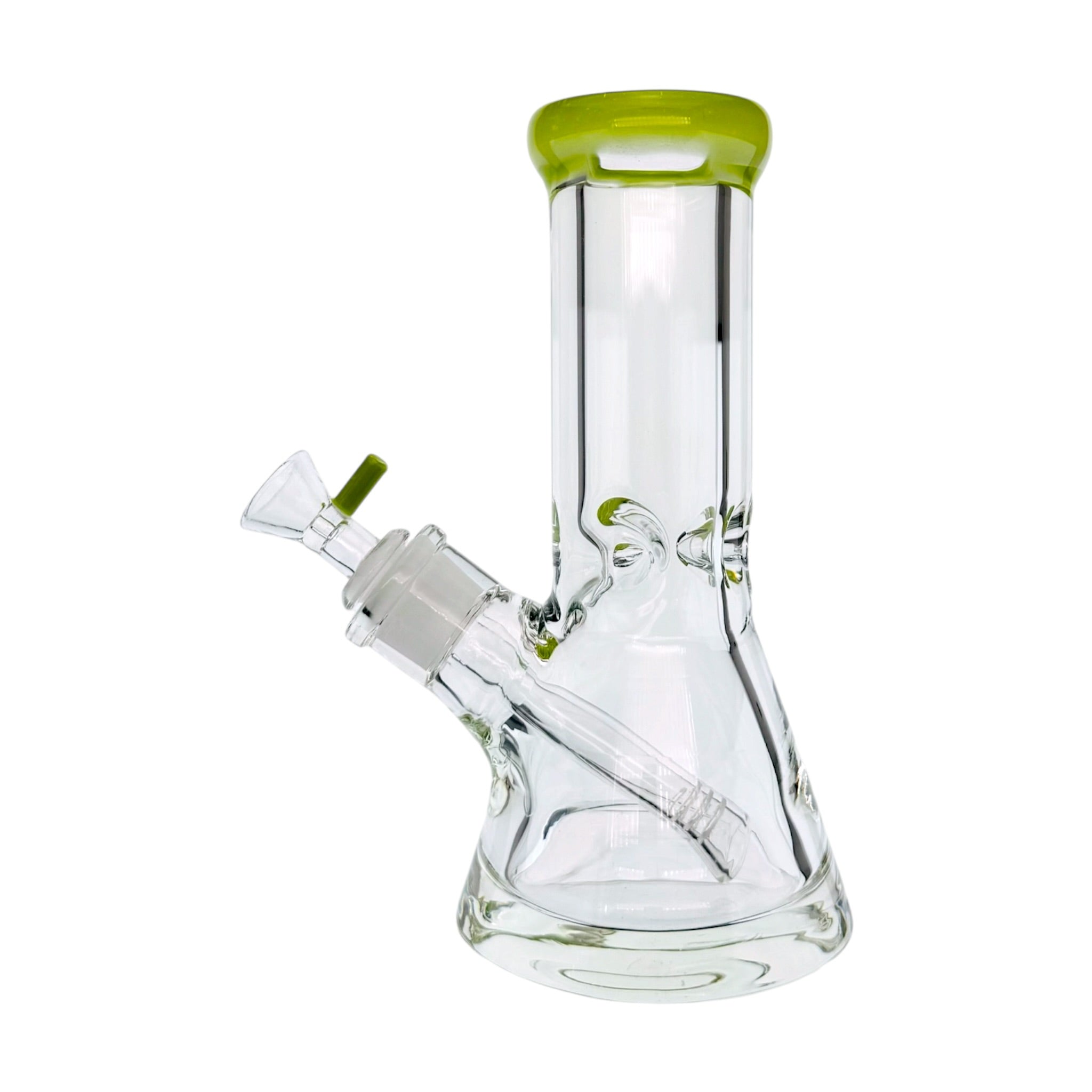 8 Inch Extra Extra Thick Clear Glass Bong With Slyme Green Mouthpiece