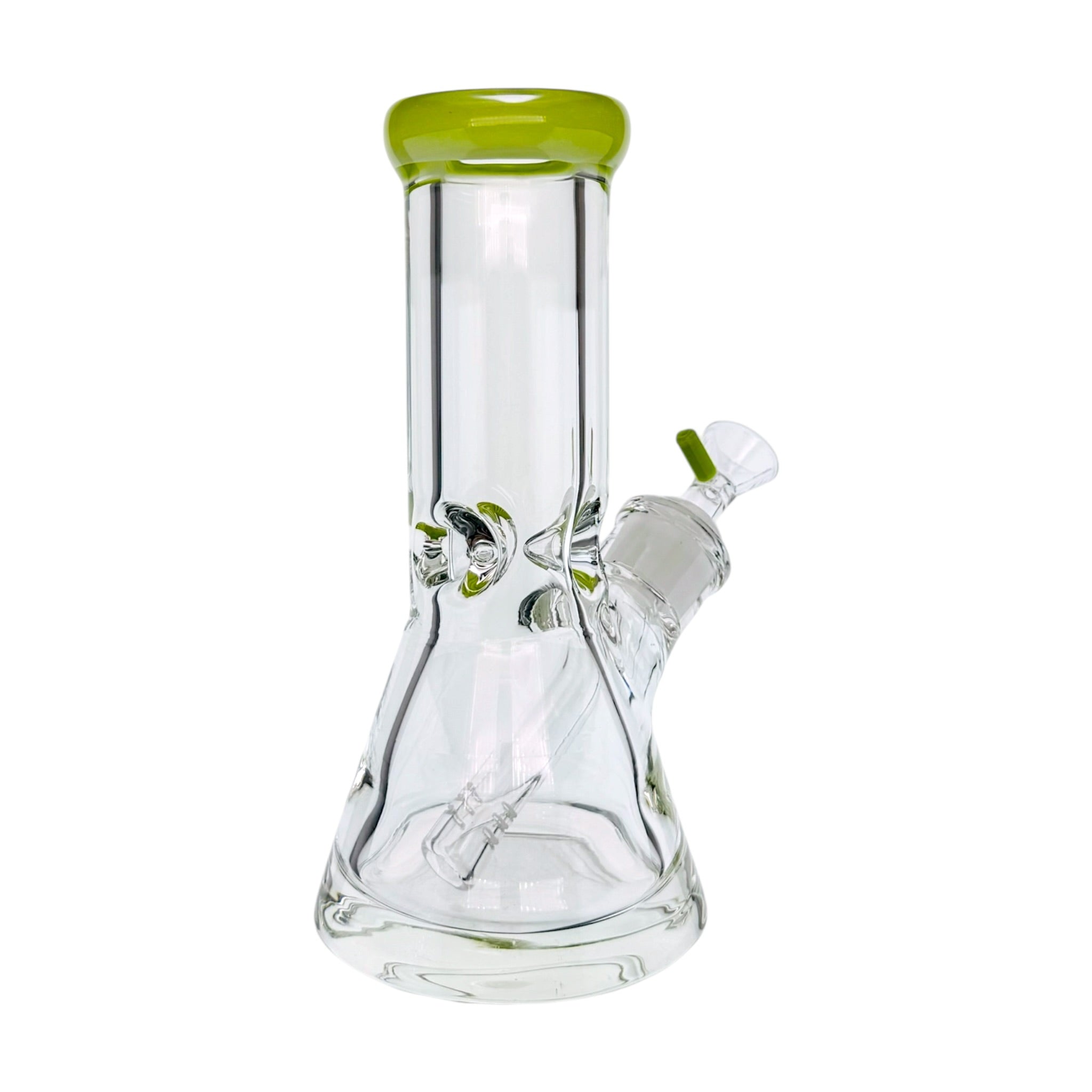 8 Inch Extra Extra Thick Clear Glass Bong With Slyme Green Mouthpiece