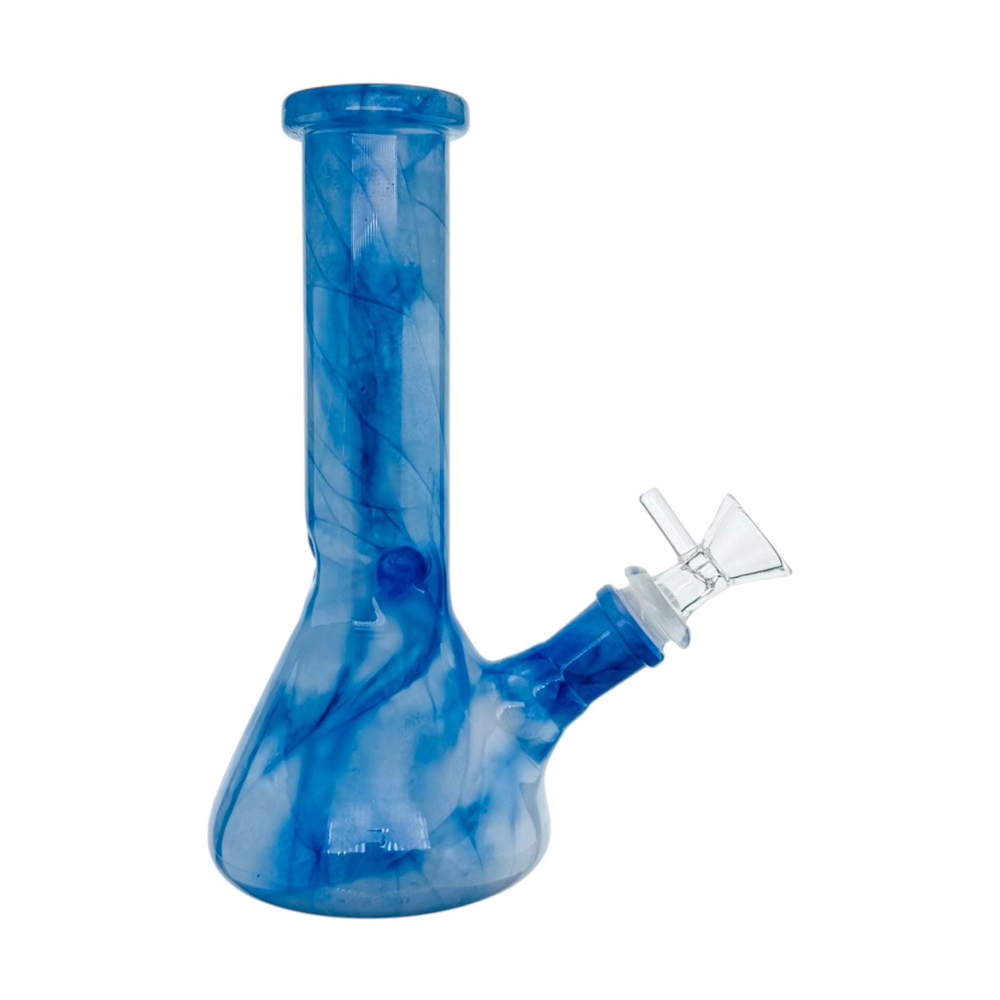 Blue glass water pipe on a white background
