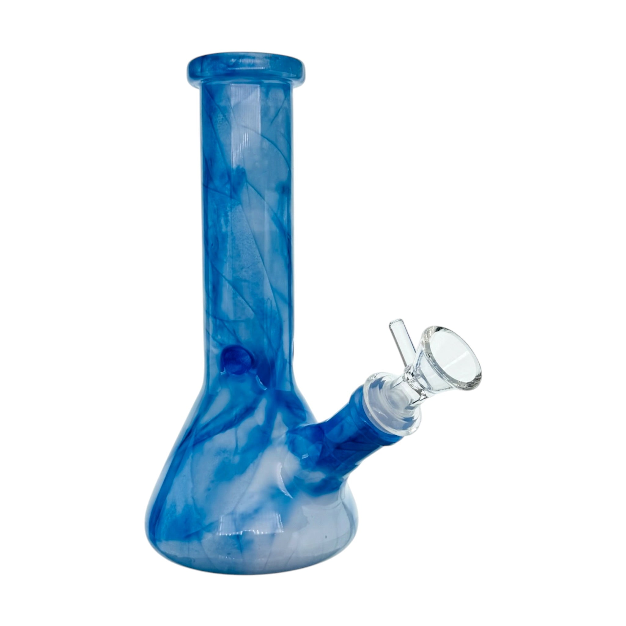 Blue Mystic Marble Beaker Base Glass Bong 8 Inch