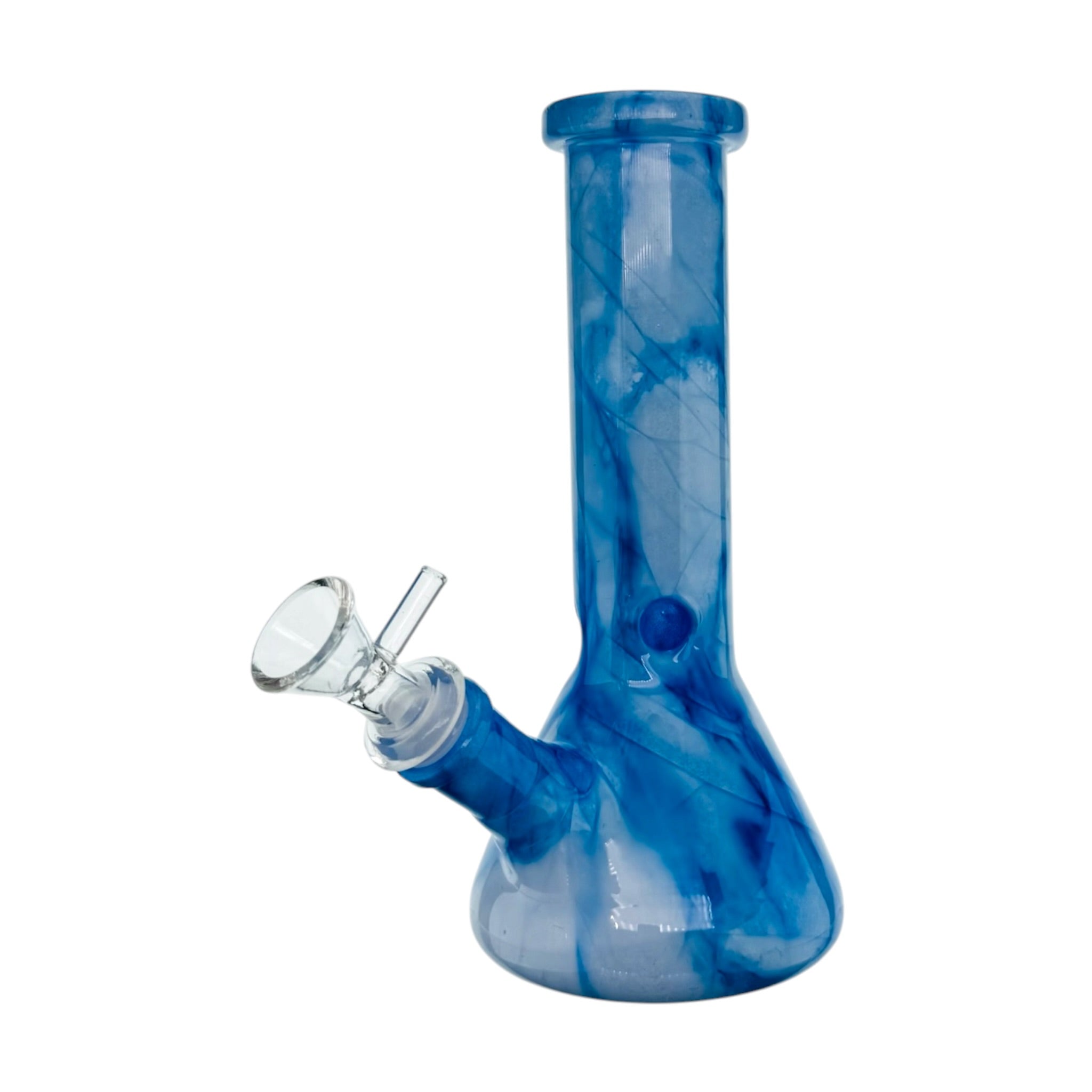 Blue glass water pipe on a white background