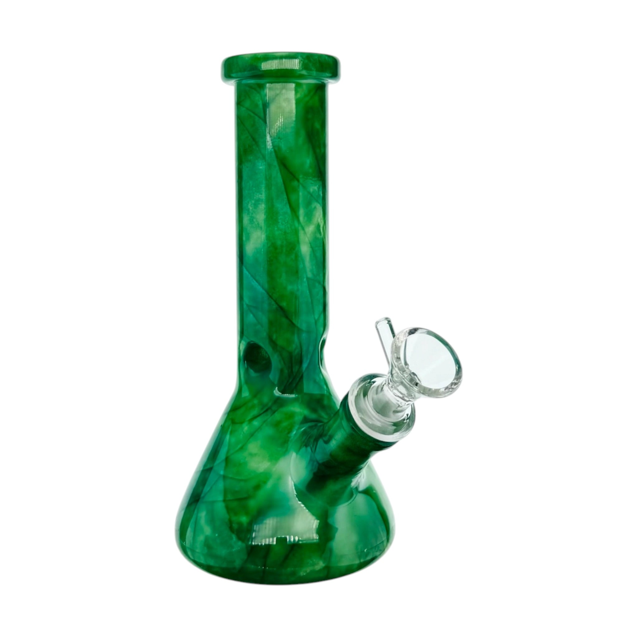 Green Mystic Marble Beaker Base Glass Water Pipe Bong 8 Inch
