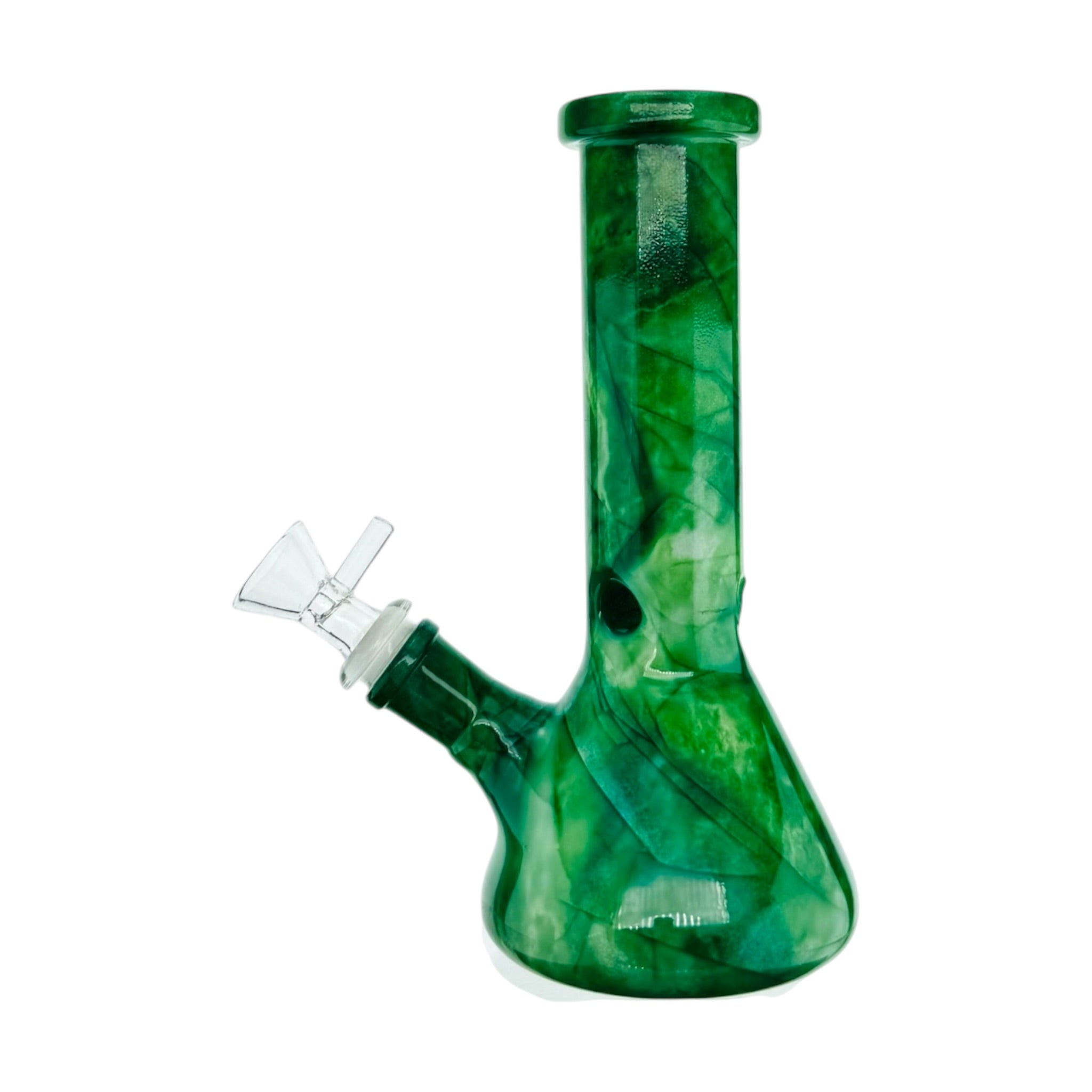 Green Mystic Marble Beaker Base Glass Water Pipe Bong 8 Inch