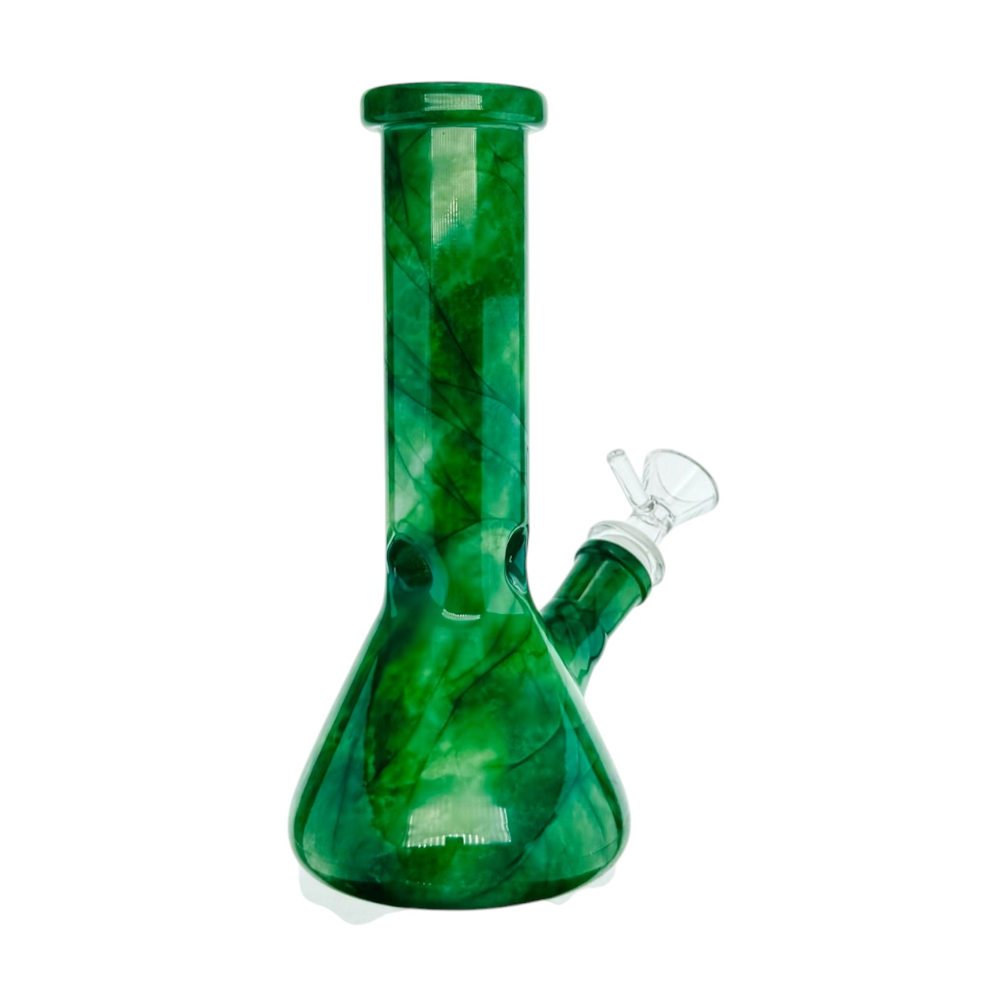 Green Mystic Marble Beaker Base Glass Water Pipe Bong 8 Inch