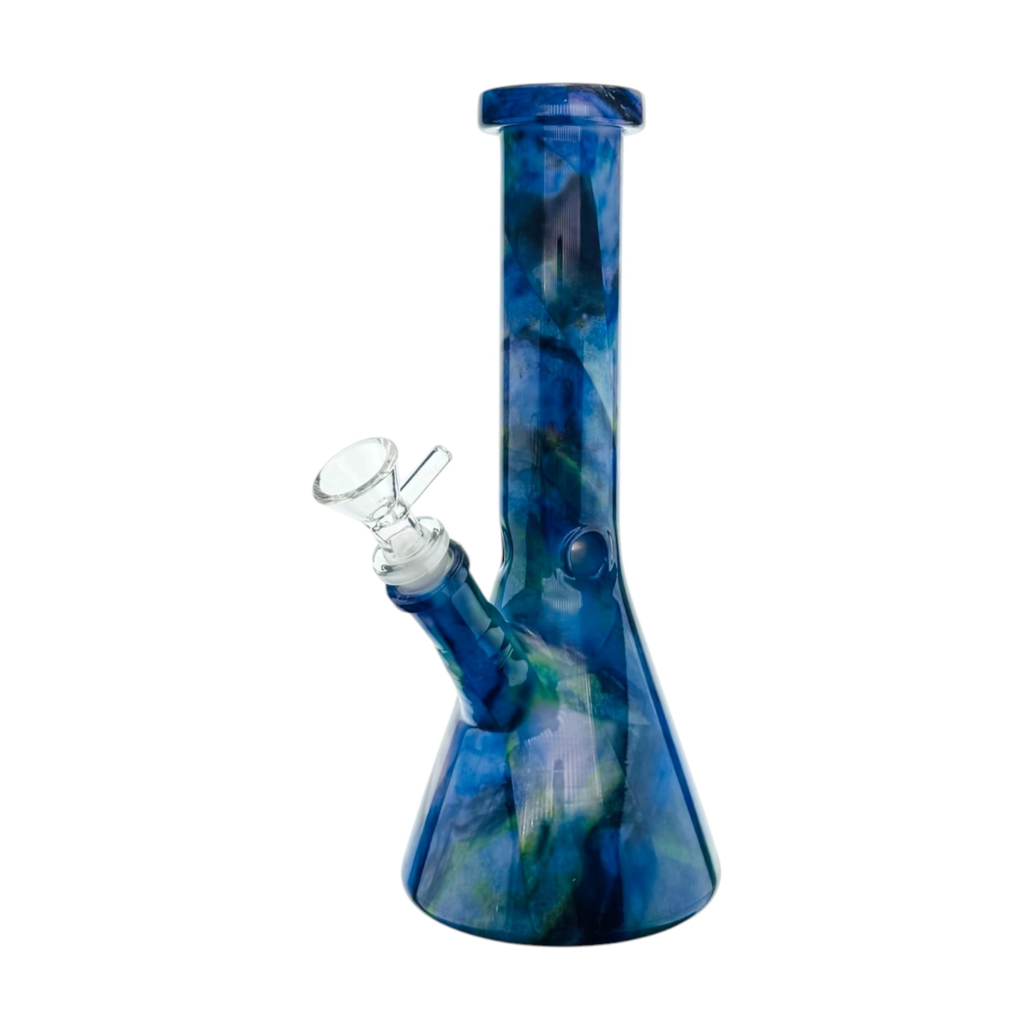 Blue Cosmic Space Marble Beaker Base Glass Water Pipe Bong 10 Inch