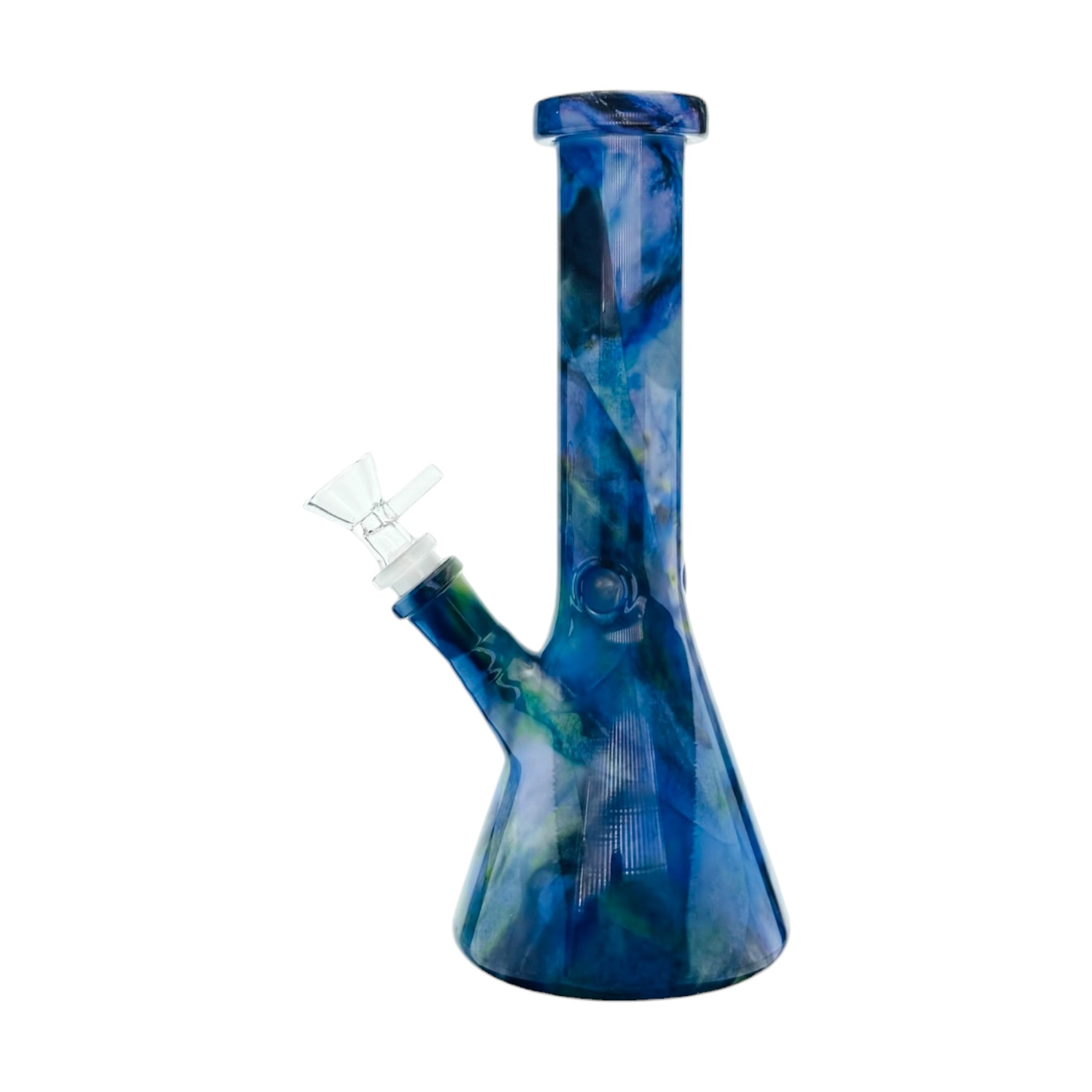 Blue Cosmic Space Marble Beaker Base Glass Water Pipe Bong 10 Inch