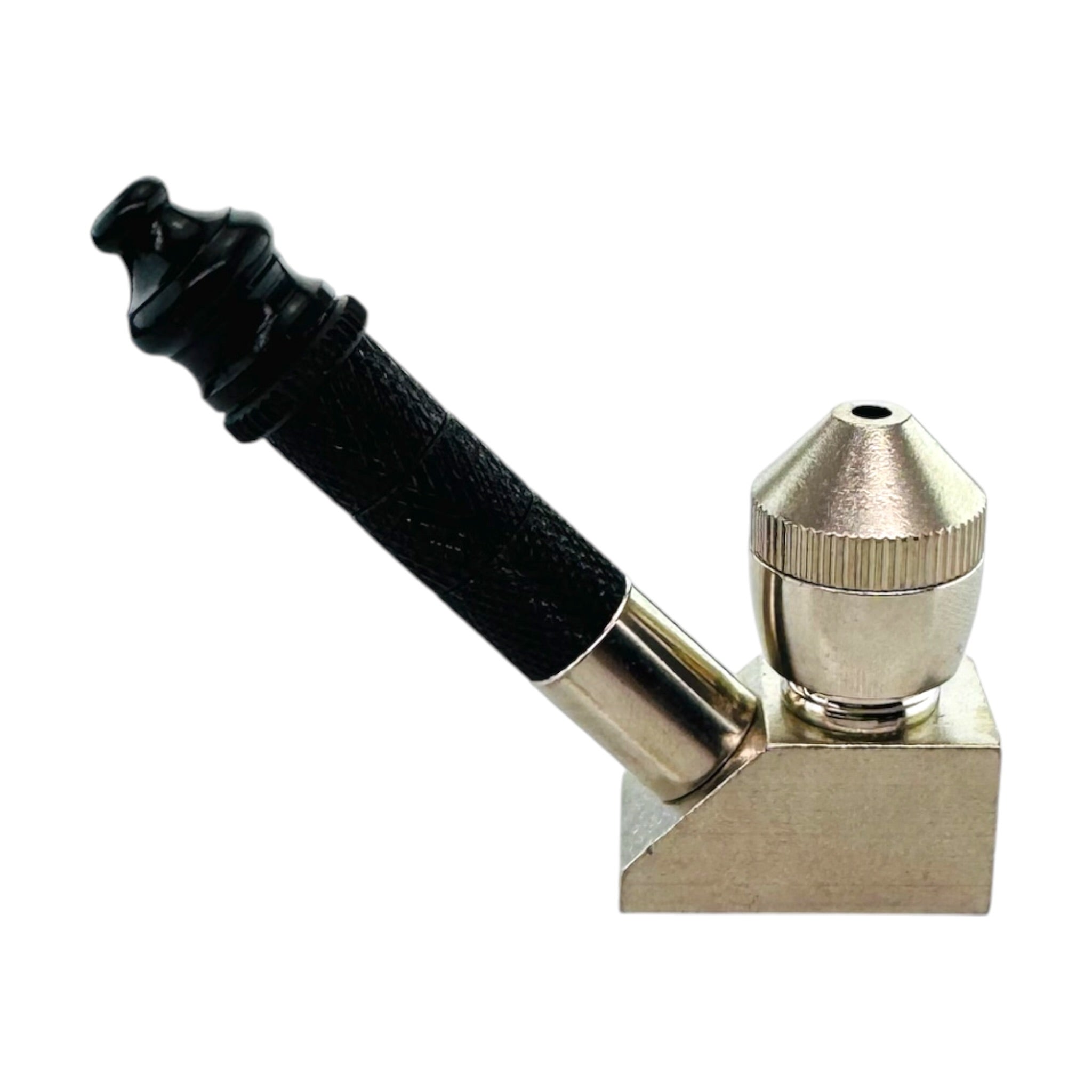 Silver And Black Aluminum Metal Sherlock Smoking Pipe With Cone Lid