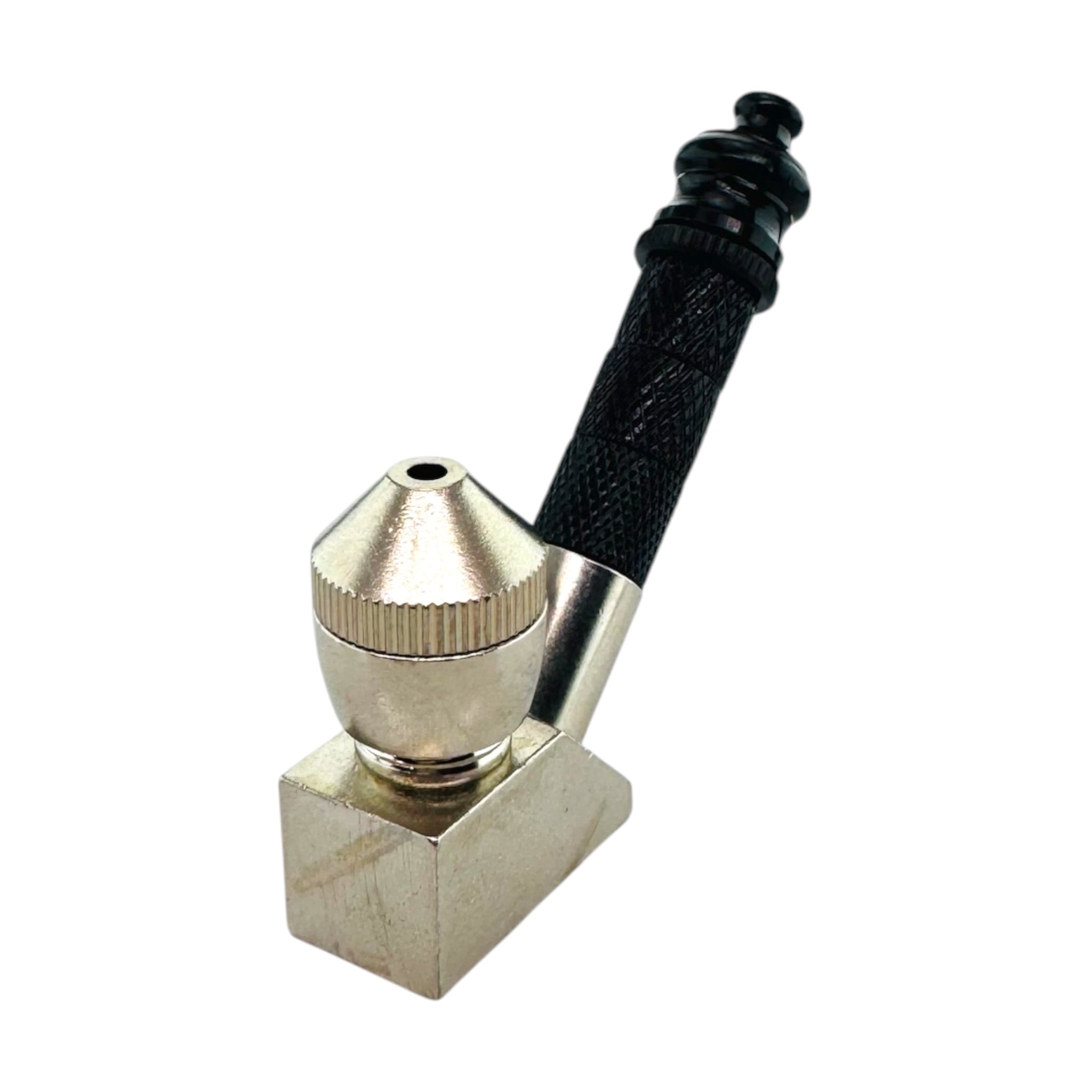 Silver And Black Aluminum Metal Sherlock Smoking Pipe With Cone Lid
