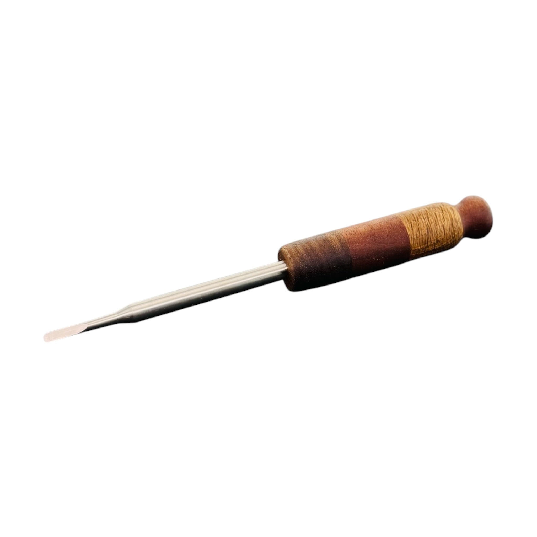 Flat End Titanium Dab Tool With Wood Turned Handle
