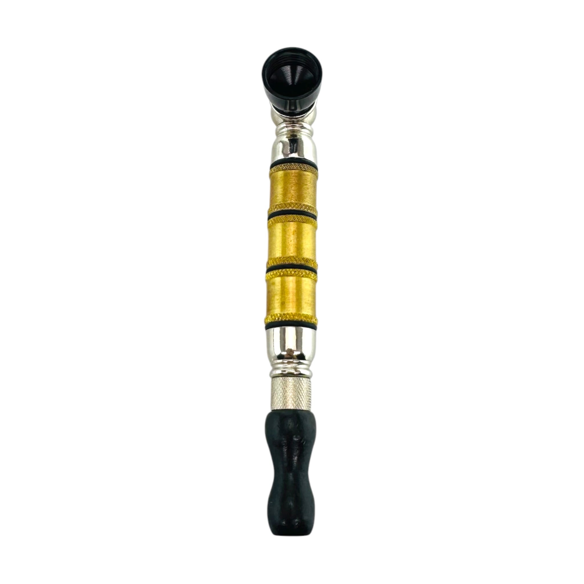Extended Brass Chamber Long Stem Aluminum And Wood Metal Smoking Pipe