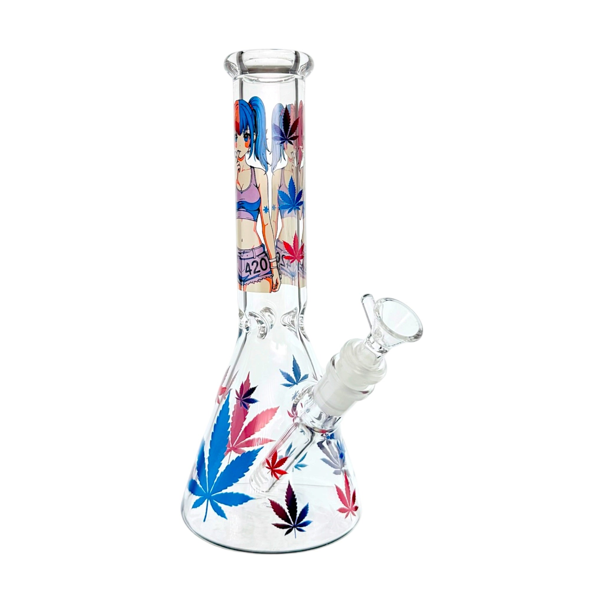 420 Anime Girl Glass Water Pipe Bong 10 Inches for sale