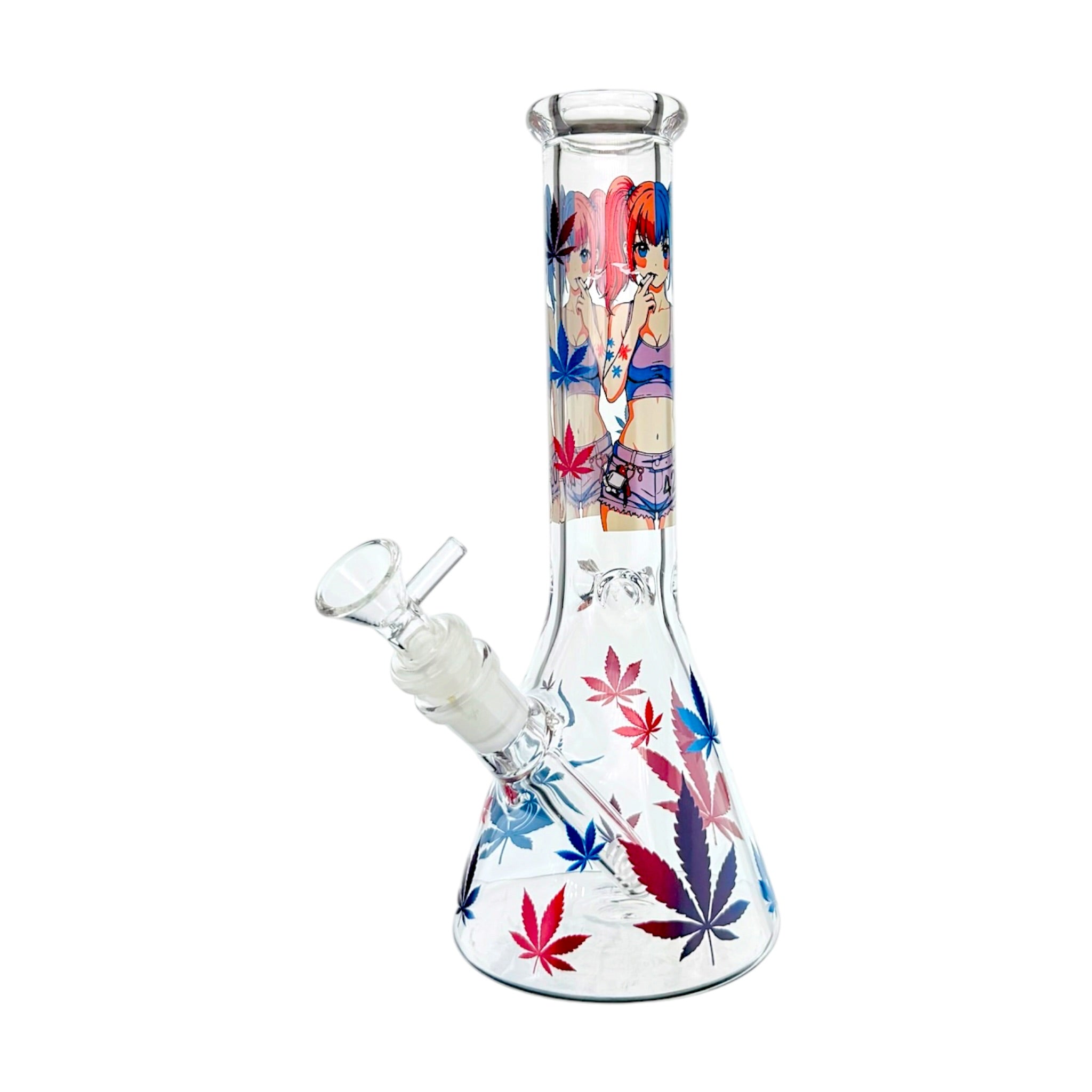 420 Anime Girl Glass Water Pipe Bong 10 Inches for sale
