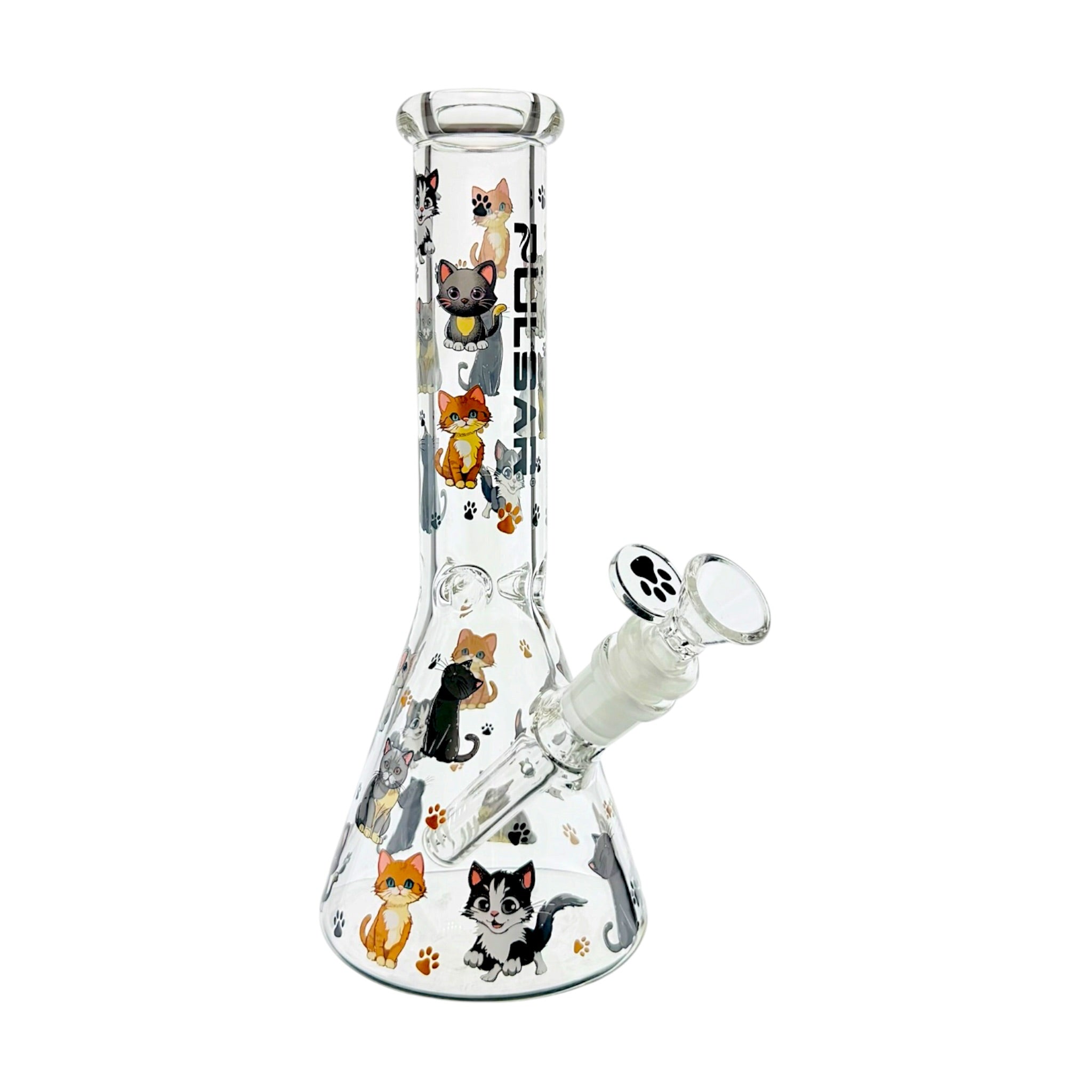 Pulsar Glass Cute Kitty Glass Water Pipe Bong 10 Inches