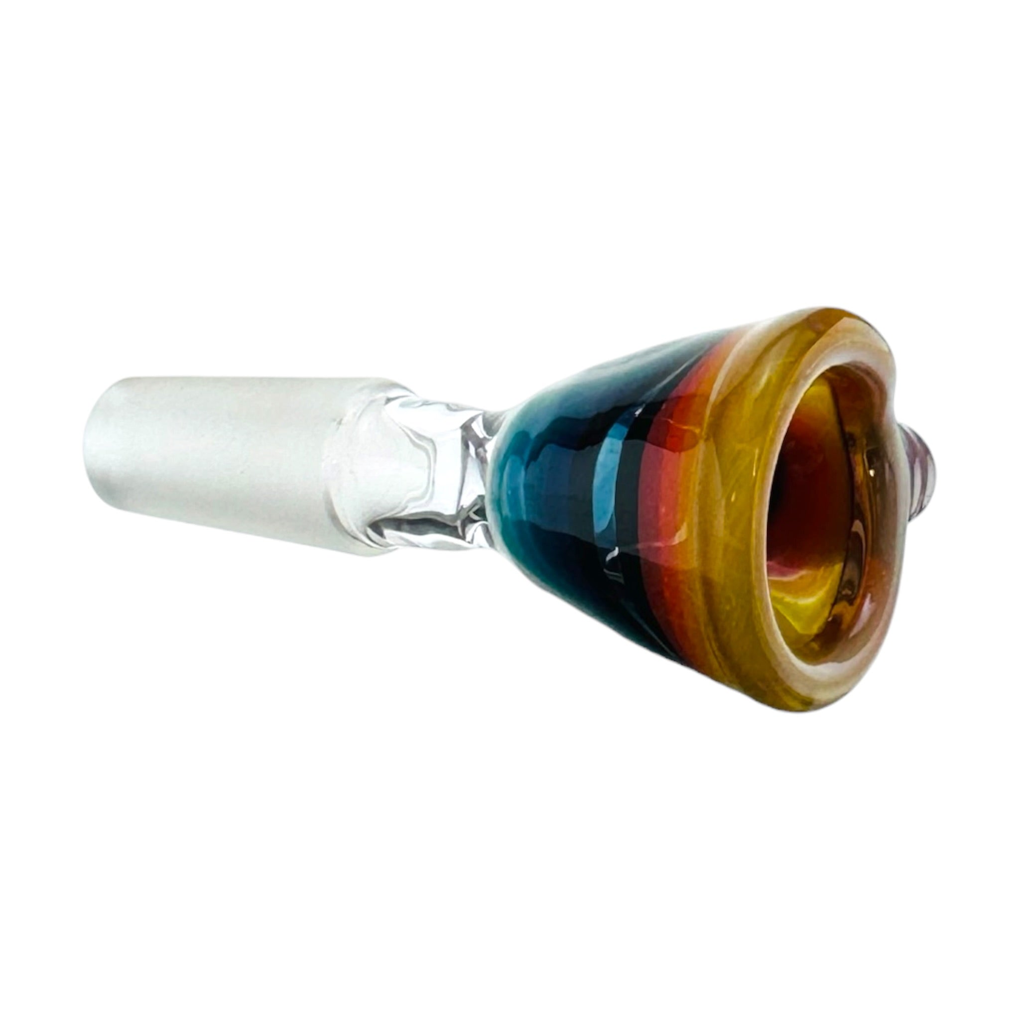 N3RD Glass water pipe 10mm Flower Bowl Sunset Orange Rim And Amber Handle With Fire and Ice Linework