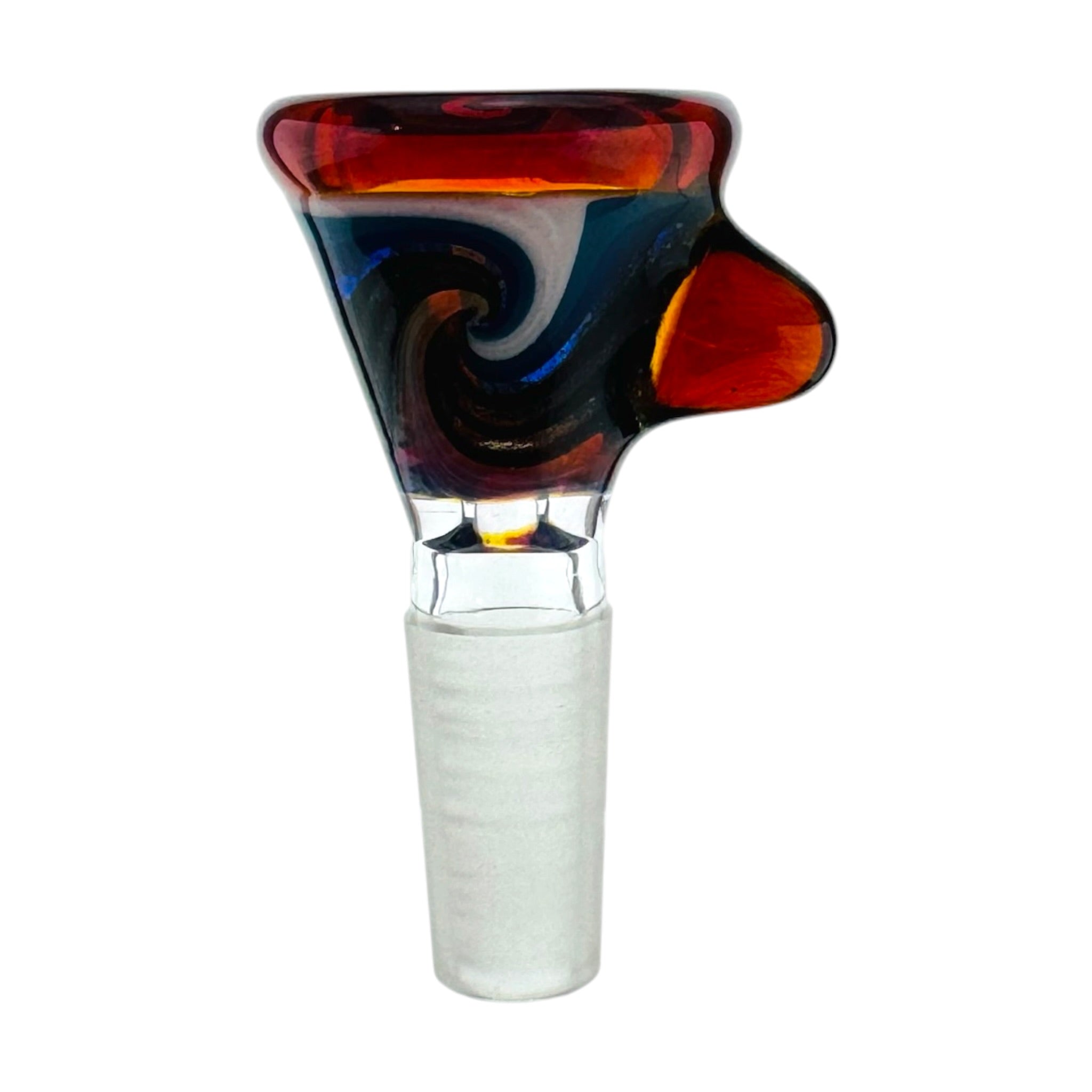 N3RD Glass water pipe bowl 10mm Flower Bowl Amber Brown Rim With Black Blue and White Linework