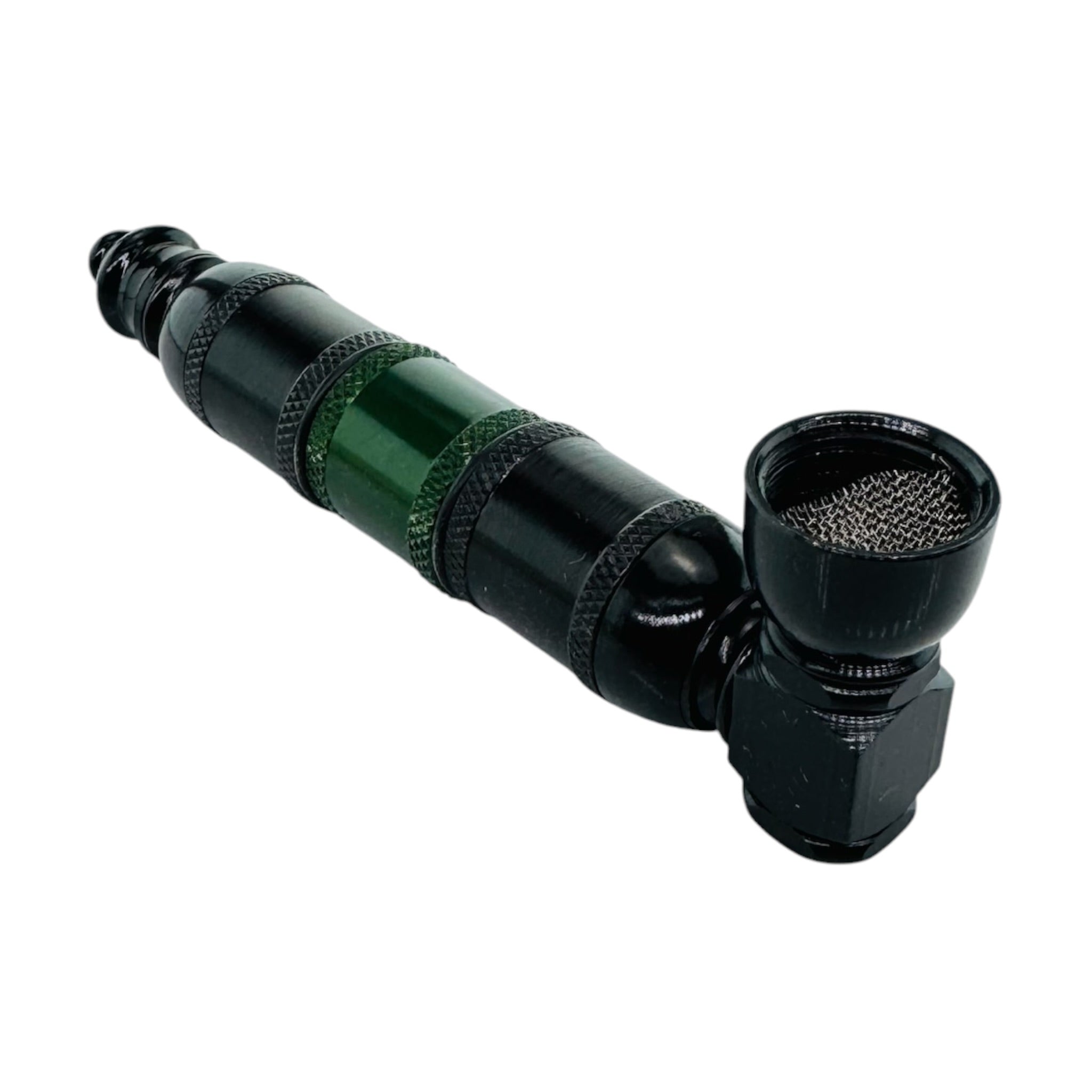 aluminum Metal Hand smoking Pipe Black And Green Extra Large Chamber Hand Pipe