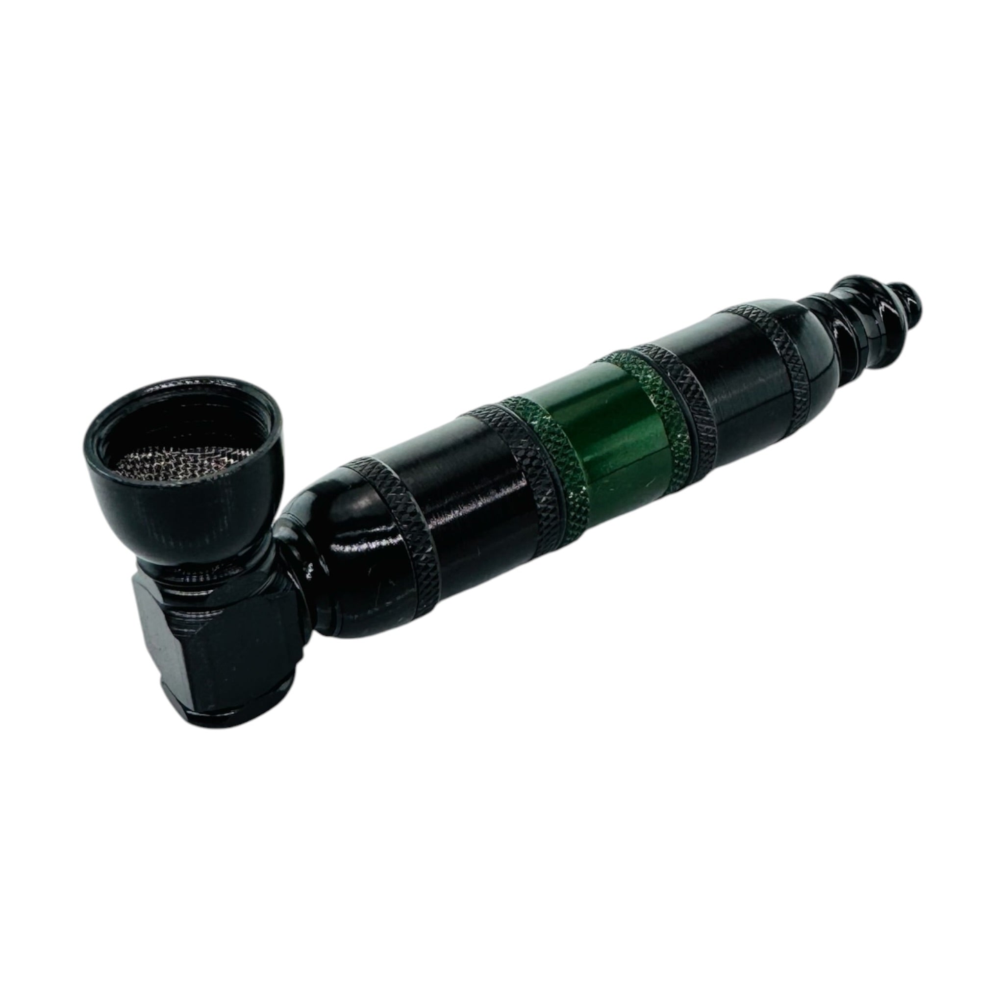 aluminum Metal Hand smoking Pipe Black And Green Extra Large Chamber Hand Pipe