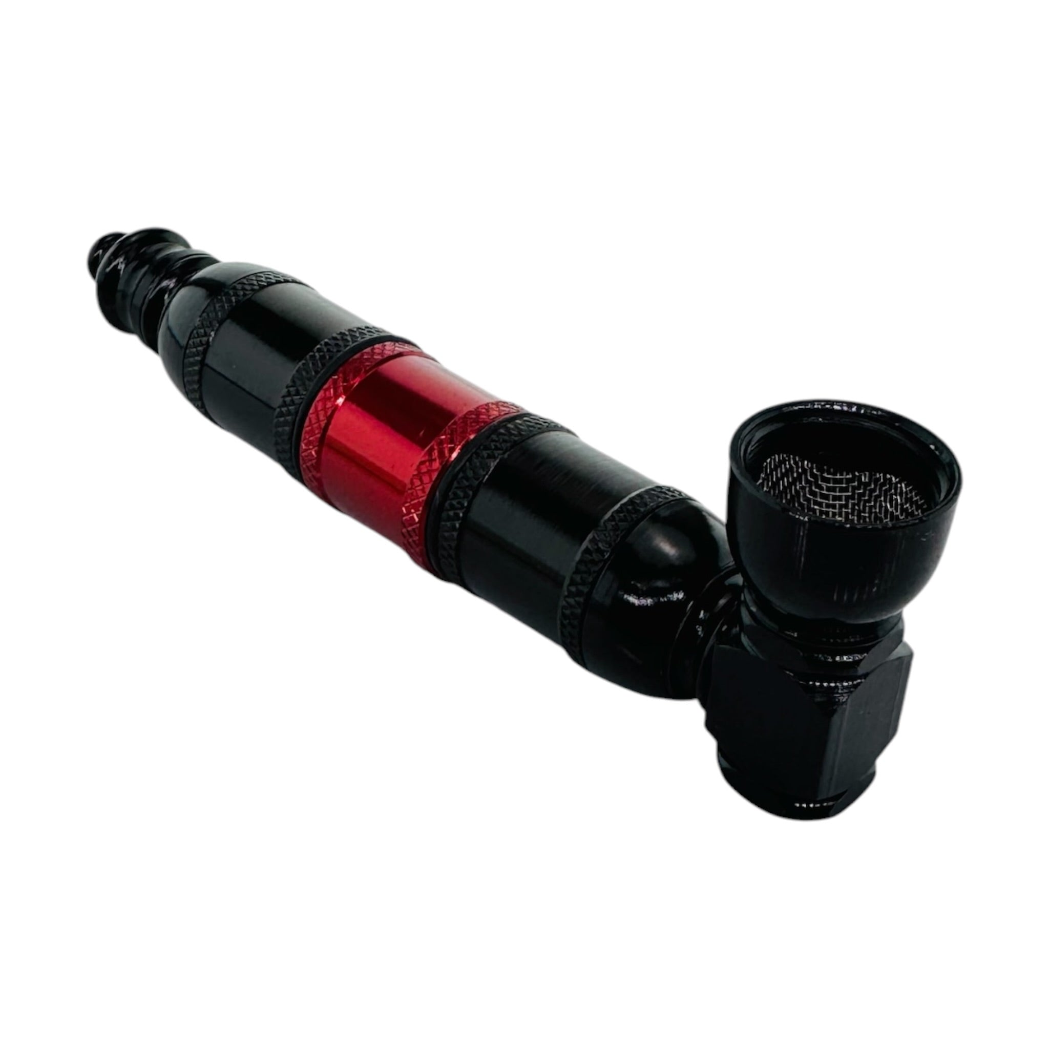 aluminum Metal Hand smoking Pipe Black And Red Extra Large Chamber Hand Pipe