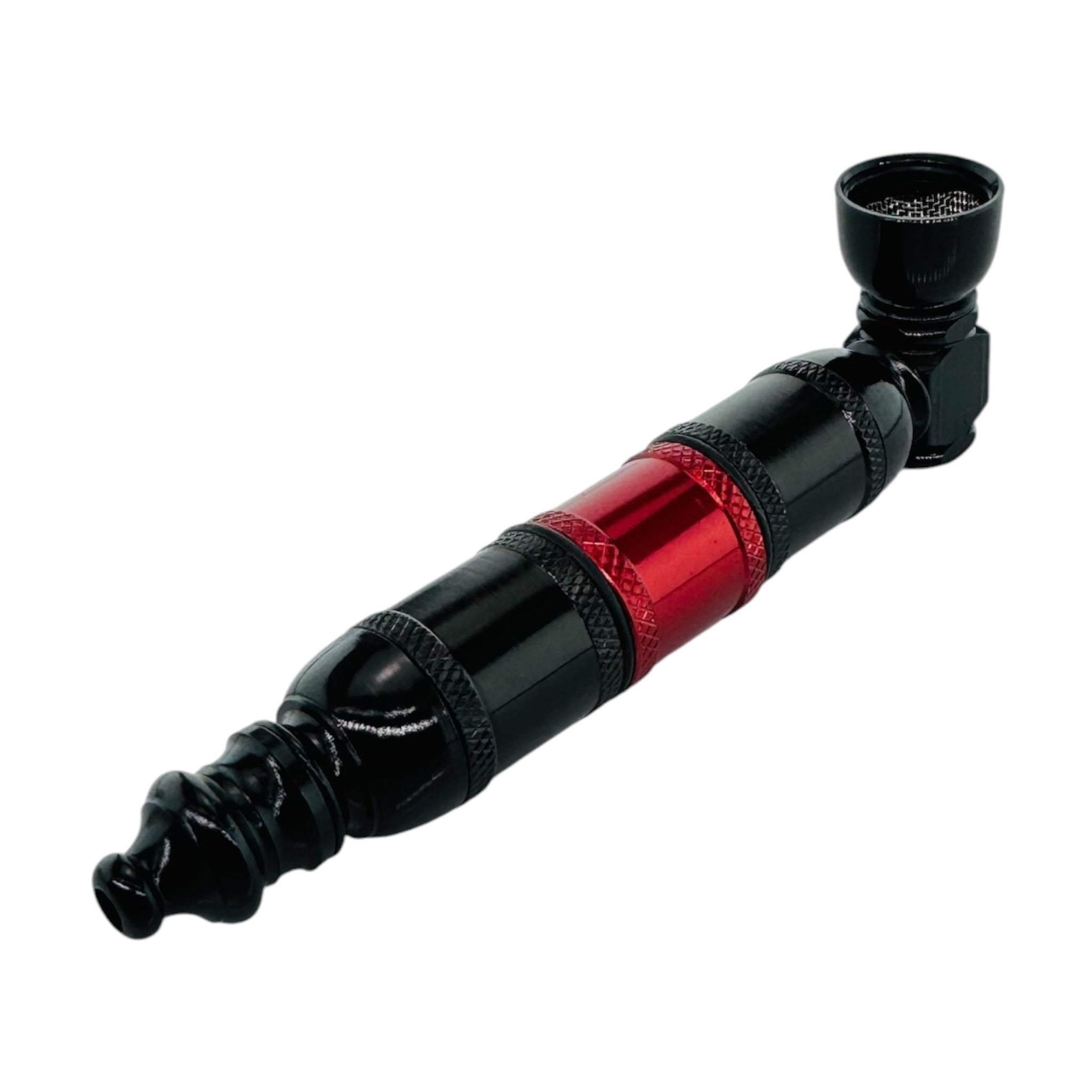 aluminum Metal Hand smoking Pipe Black And Red Extra Large Chamber Hand Pipe