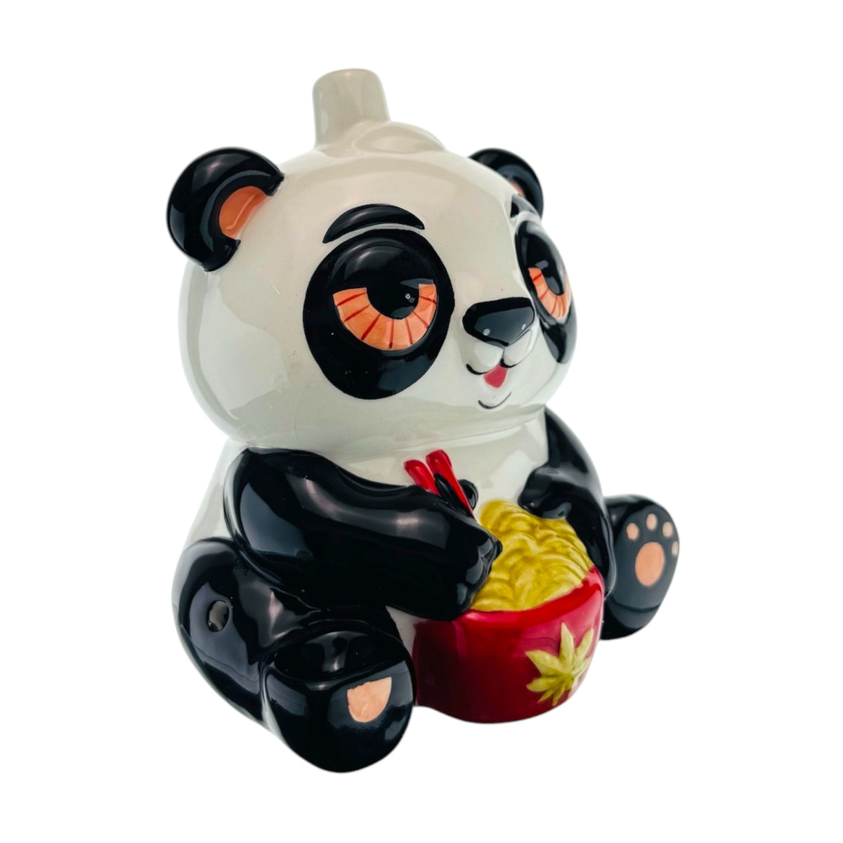 cute ceramic pipe featuring an adorable panda enjoying a bowl of ramen.