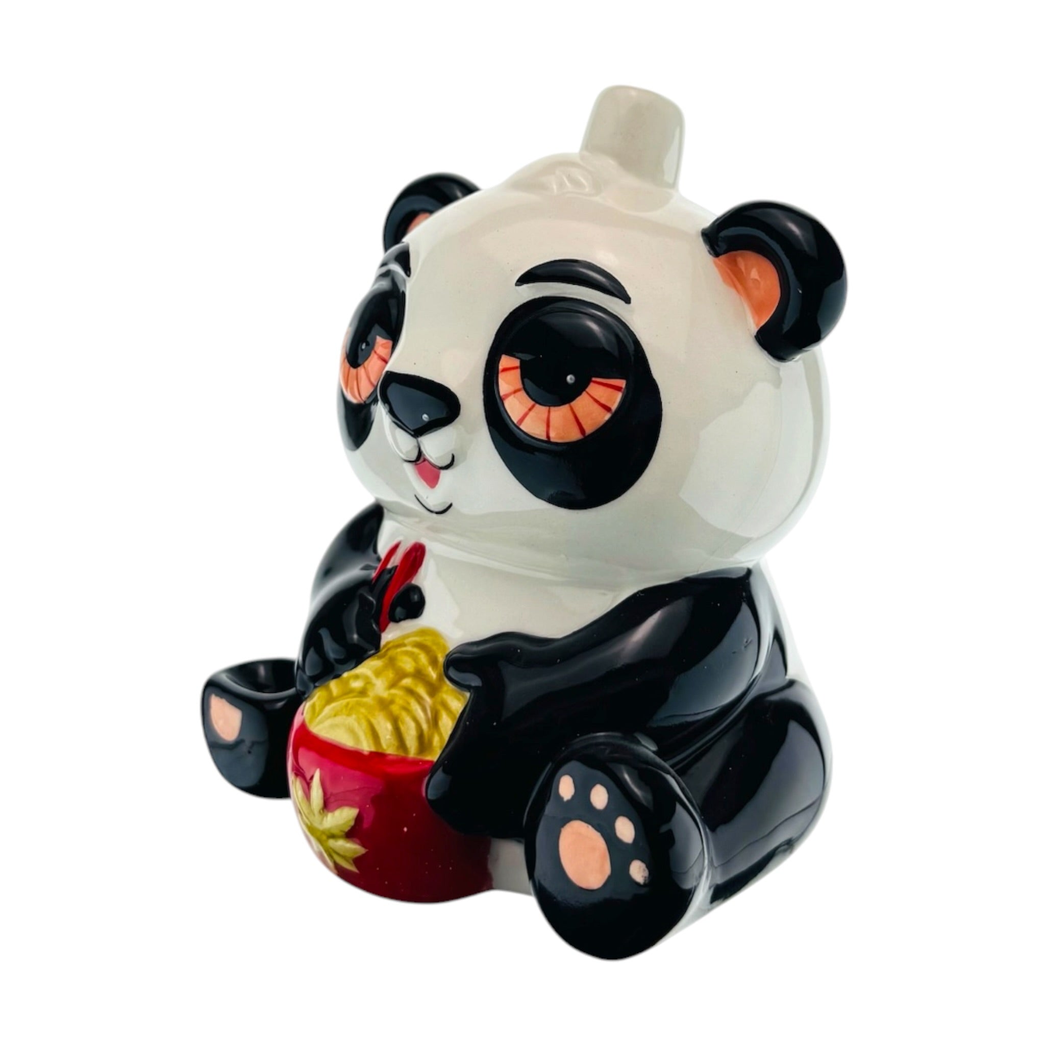 cute ceramic pipe featuring an adorable panda enjoying a bowl of ramen.