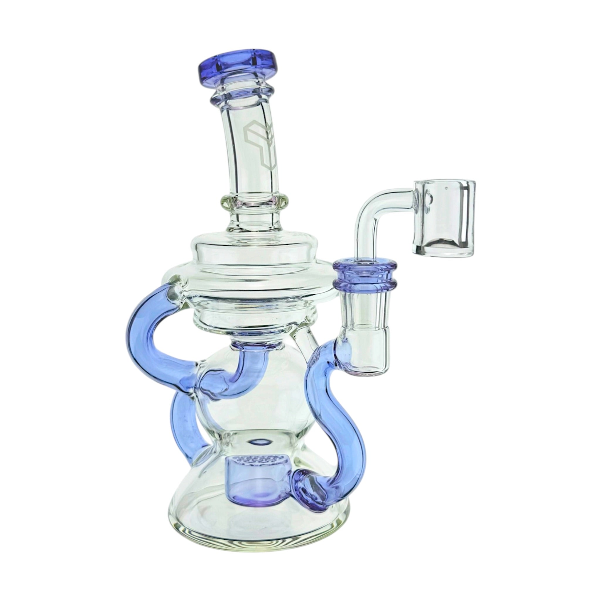 Translucent Purple Klein Recycler Dab Rig Water Pipe With Seed of Life Percolator