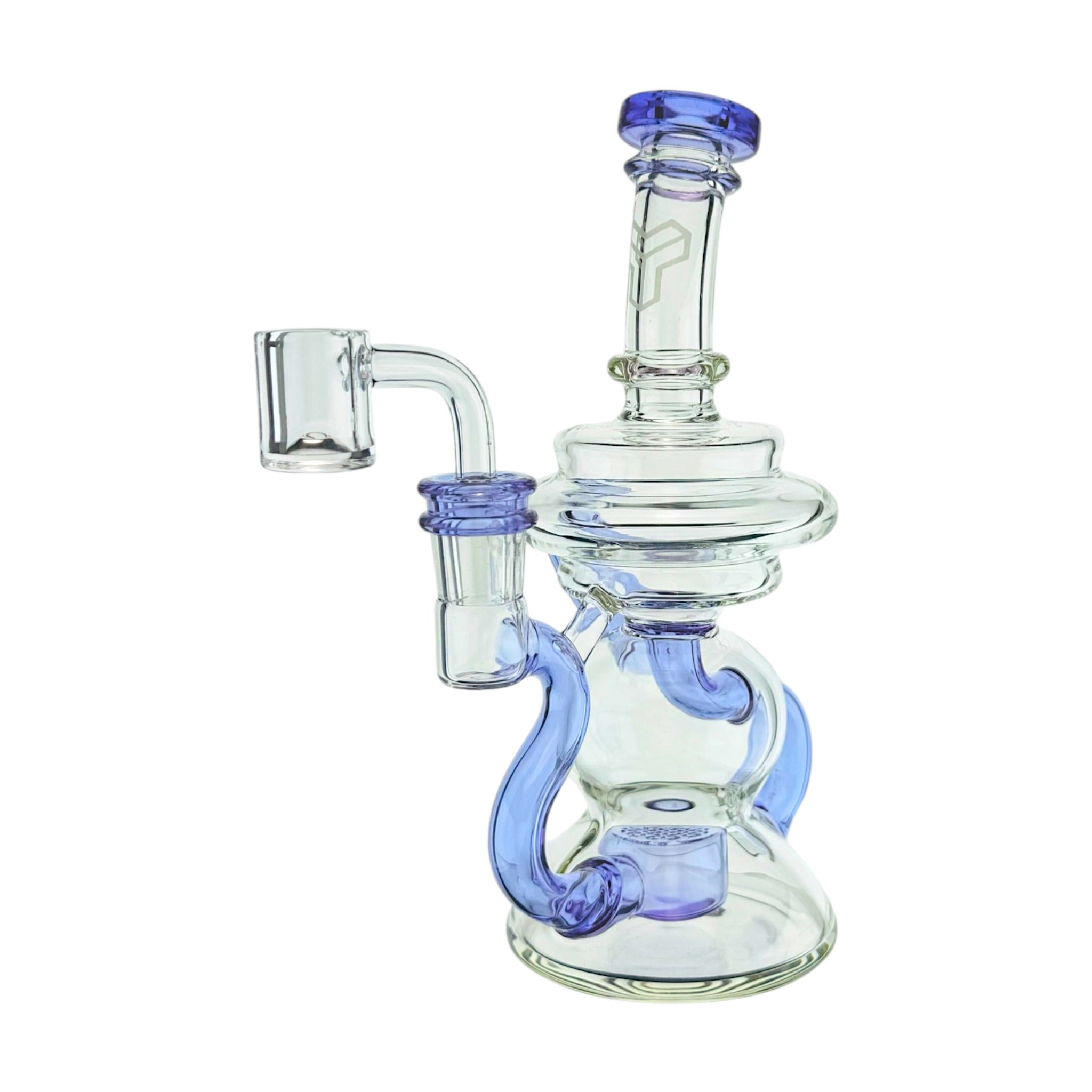 Translucent Purple Klein Recycler Dab Rig Water Pipe With Seed of Life Percolator