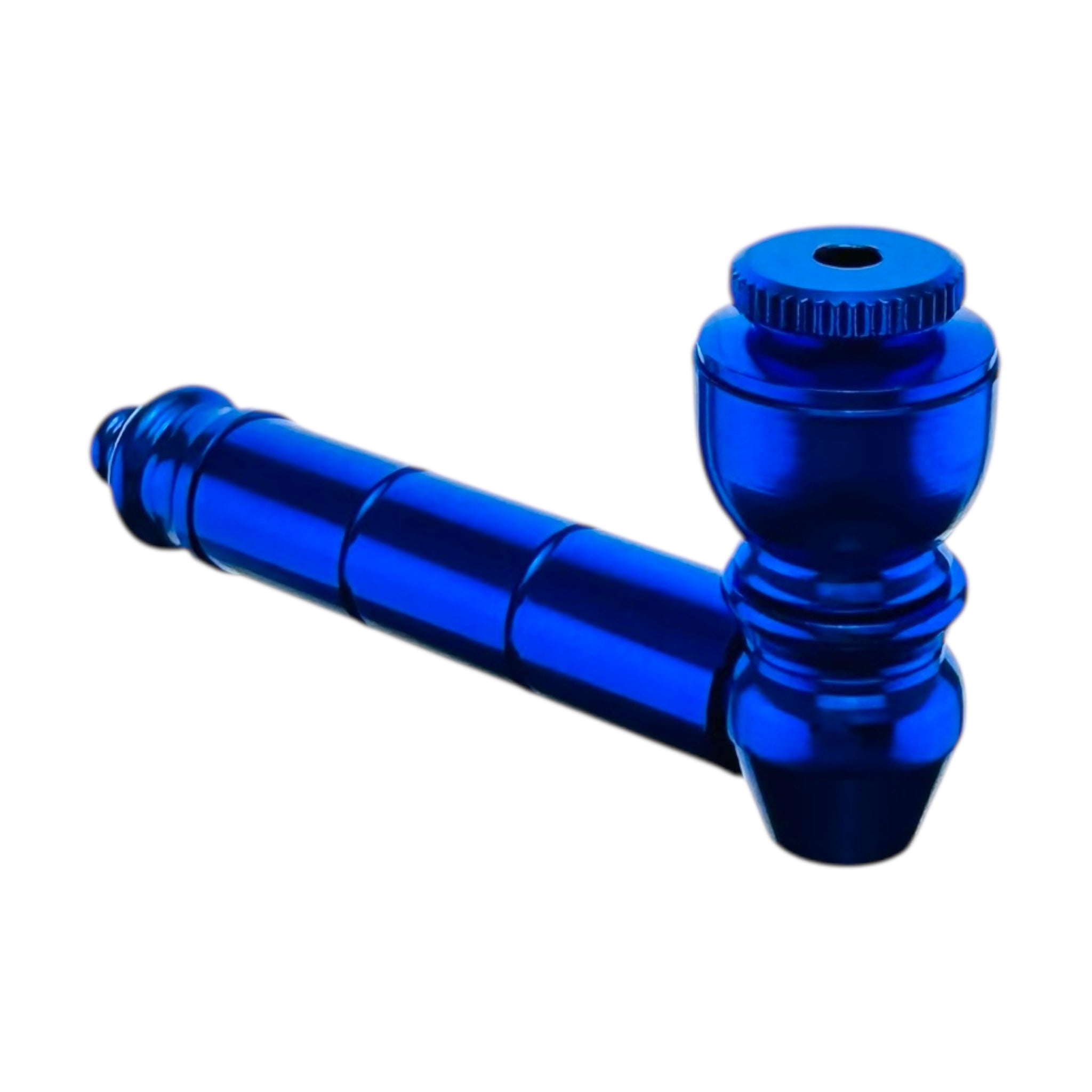 Blue metal pipe on a white background