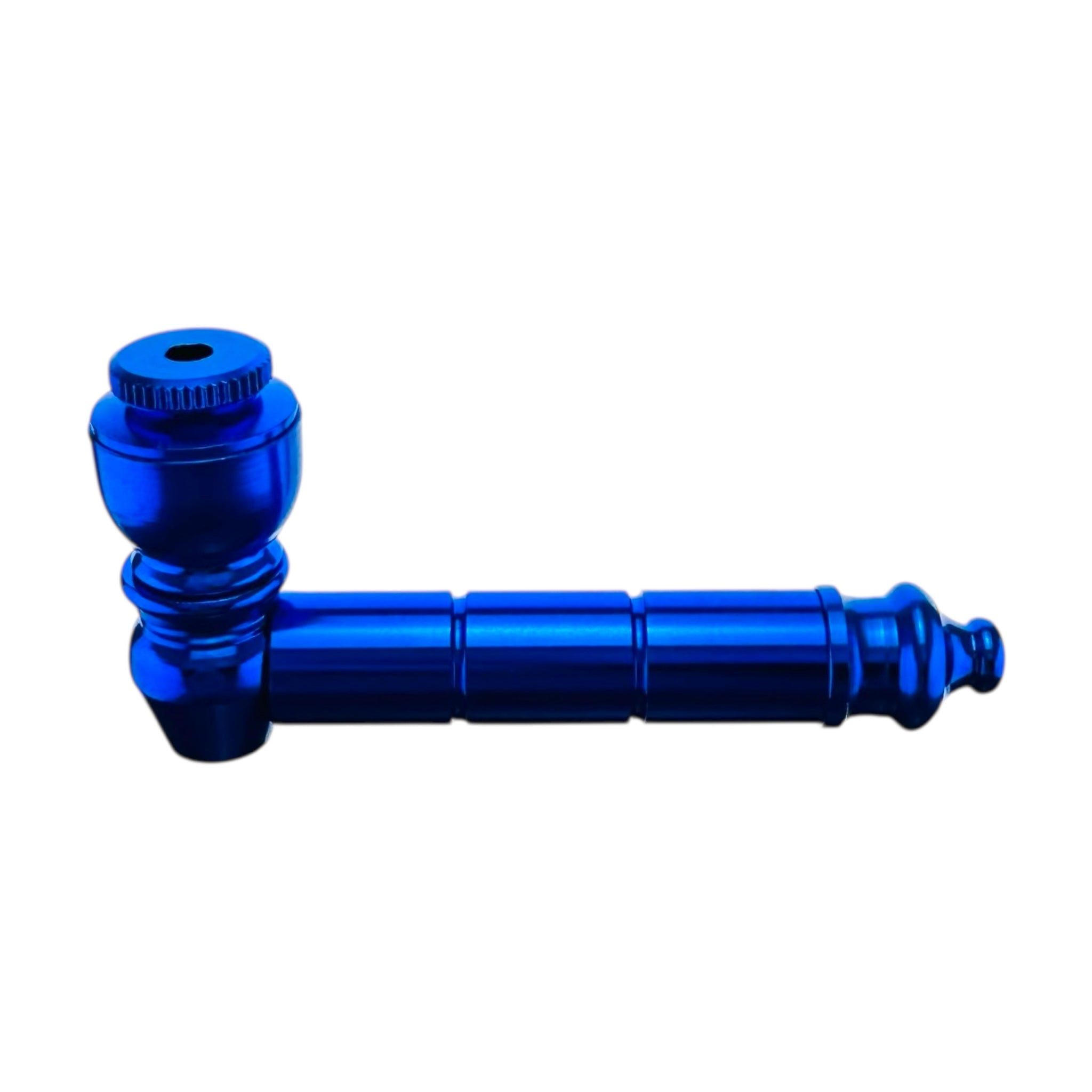 Blue metal pipe on a white background