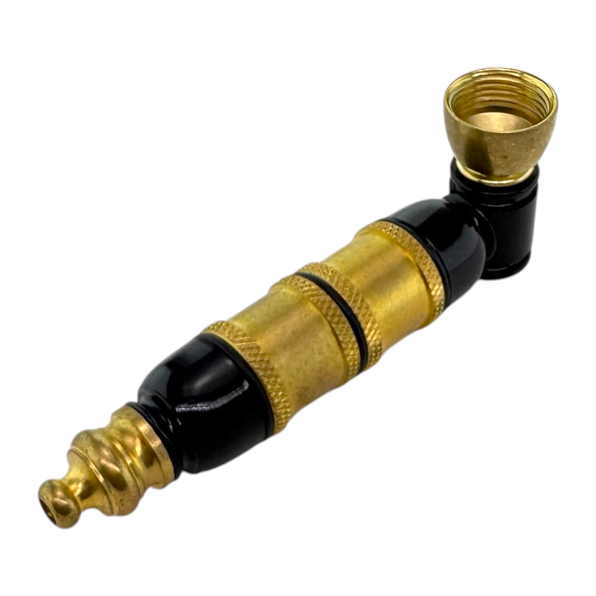 Metal Hand Pipes - Black And Gold Extra Large Chamber Hand Pipe