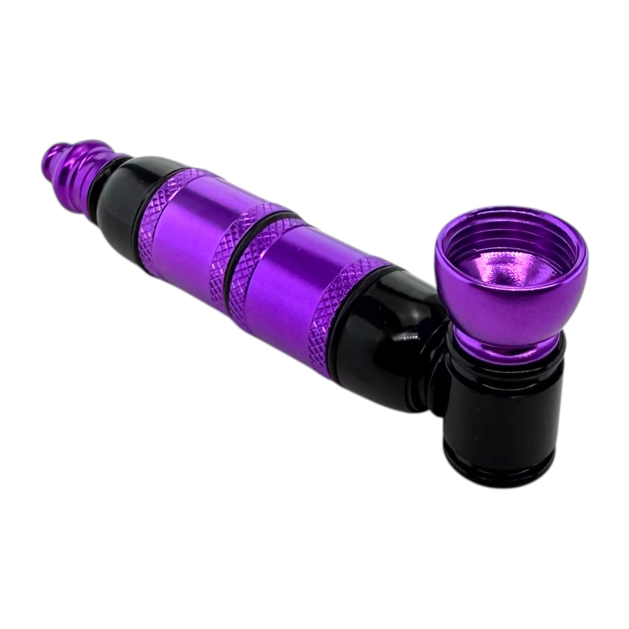 Metal Hand Pipes - Black And Purple Extra Large Chamber Hand Pipe