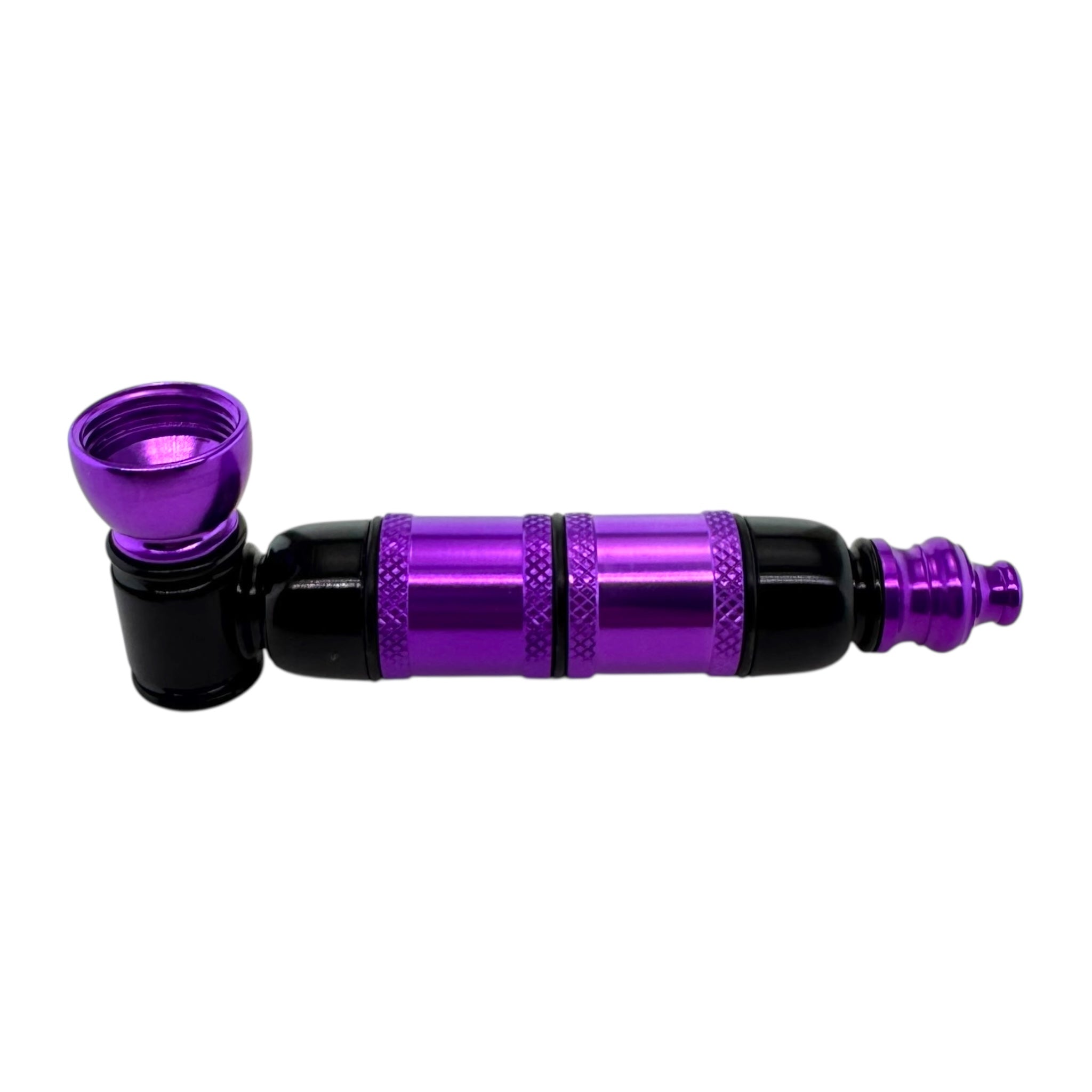 Metal Hand Pipes - Black And Purple Extra Large Chamber Hand Pipe