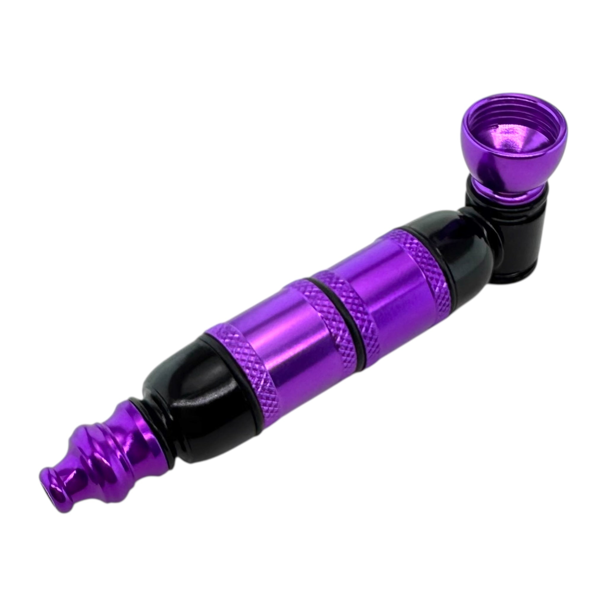 Metal Hand Pipes - Black And Purple Extra Large Chamber Hand Pipe