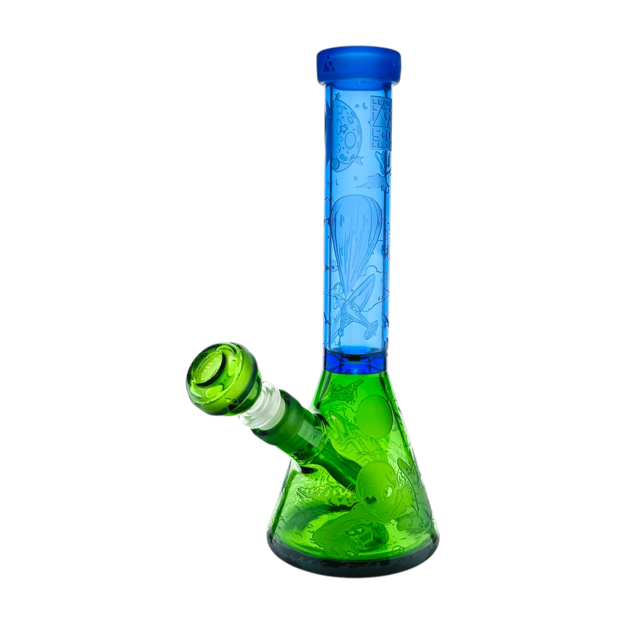 Milkyway Glass Roswell 1947 10.5″ Beaker Bong Blue And Green