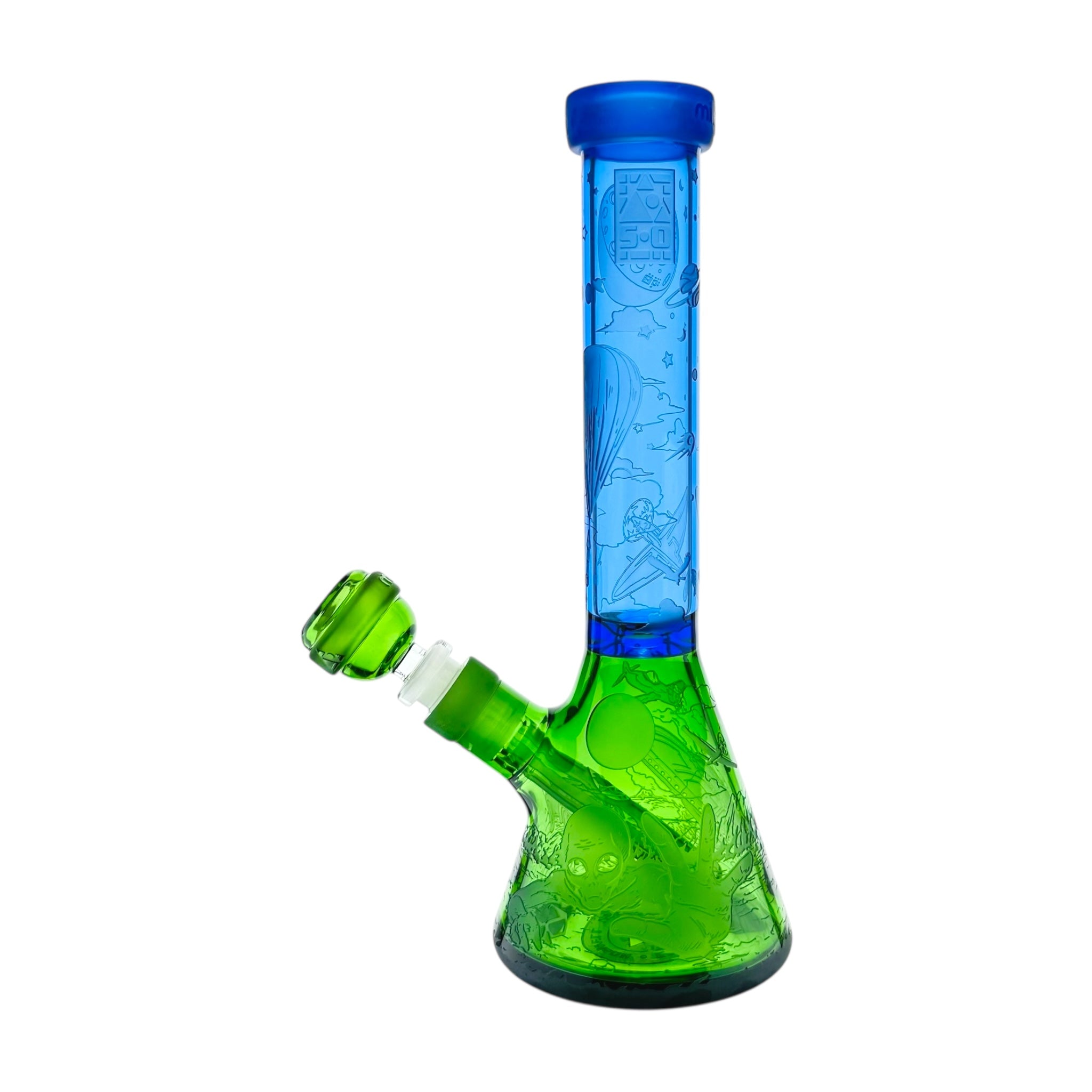 Milkyway Glass Roswell 1947 10.5″ Beaker Bong Blue And Green