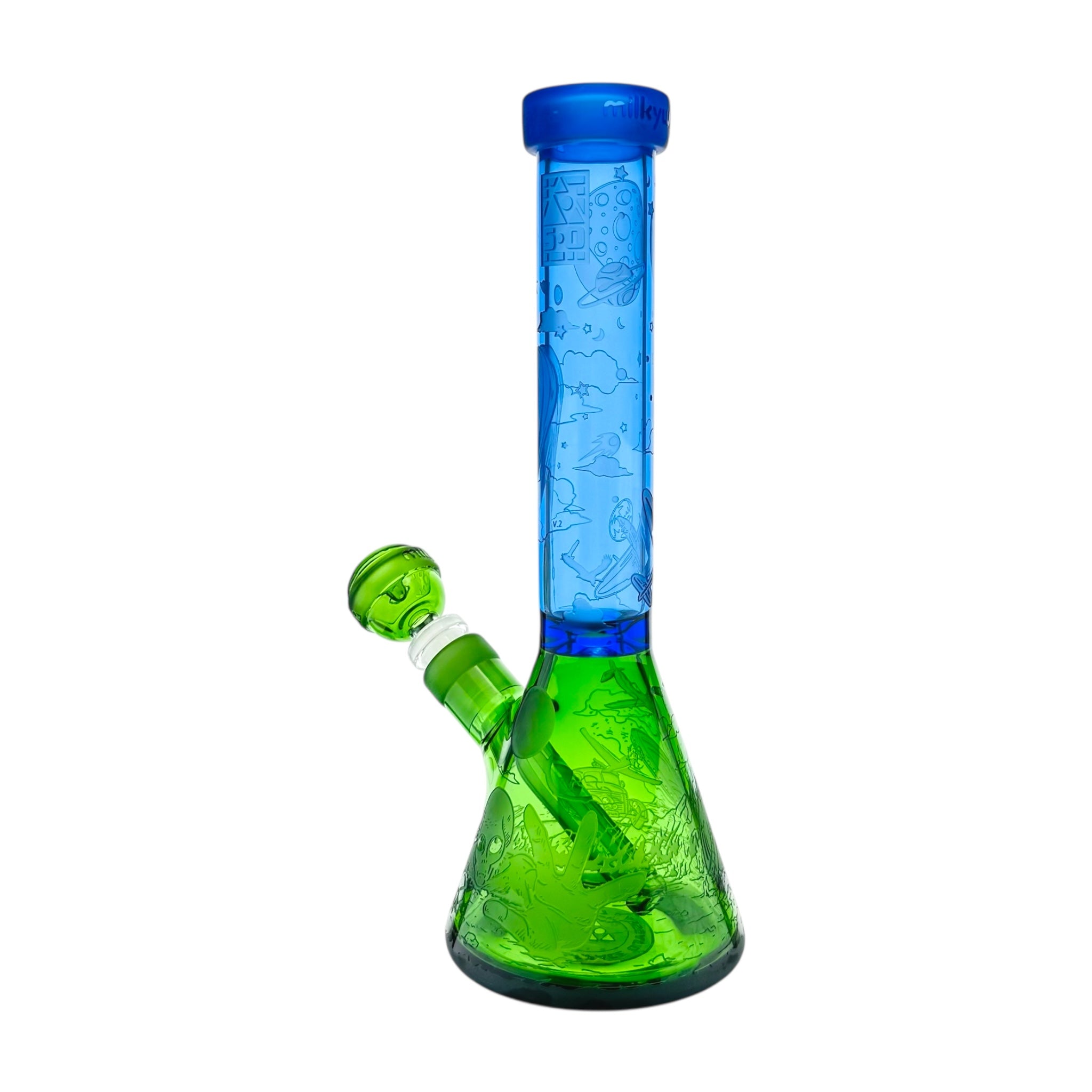 Milkyway Glass Roswell 1947 10.5″ Beaker Bong Blue And Green