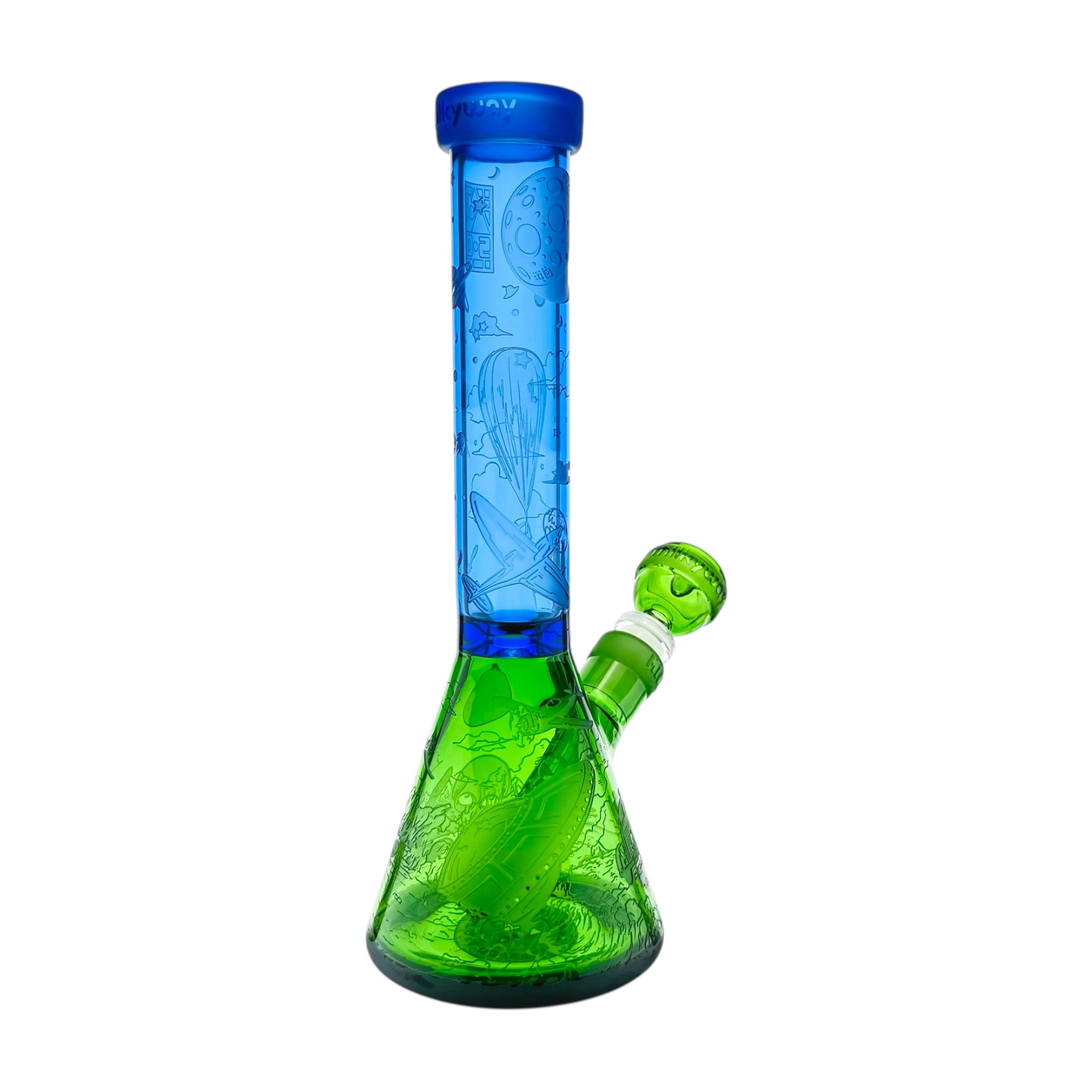 Milkyway Glass Roswell 1947 10.5″ Beaker Bong Blue And Green