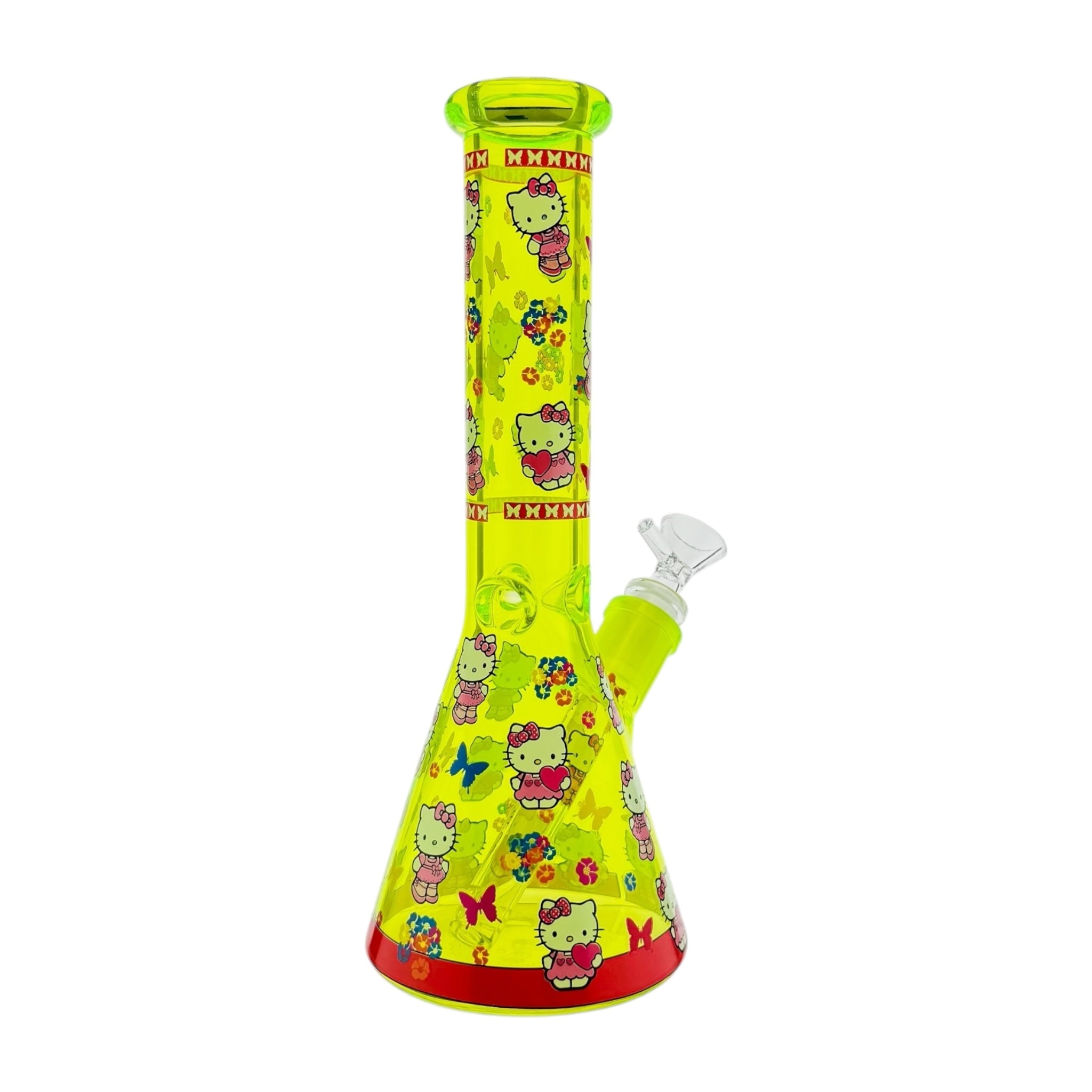 Neon Green Hello Kitty water pipe smoking device 10 Inch on white back ground