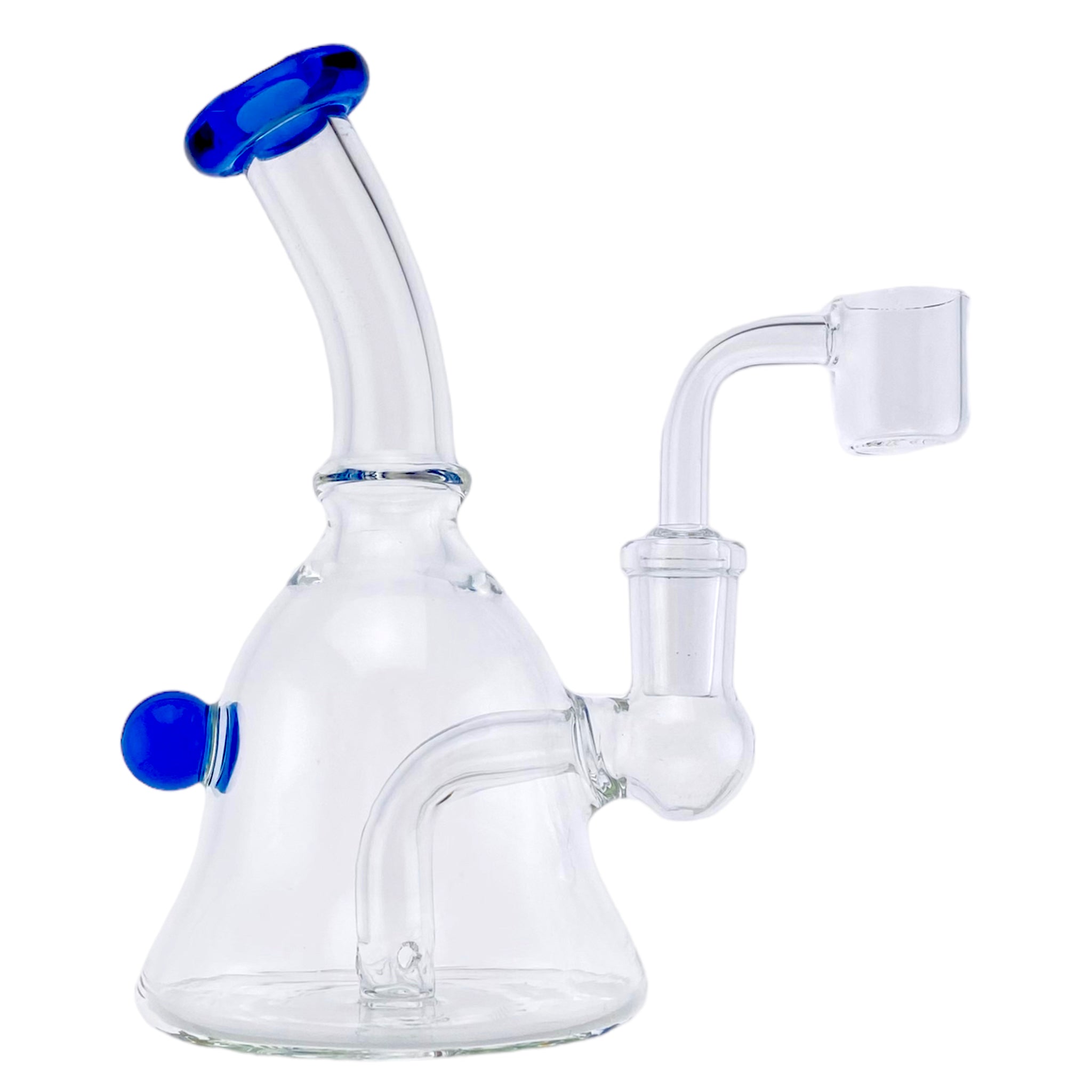 best cute cheap durable custom Mini Bell Shape Dab Rig With Blue Mouthpiece And Marble