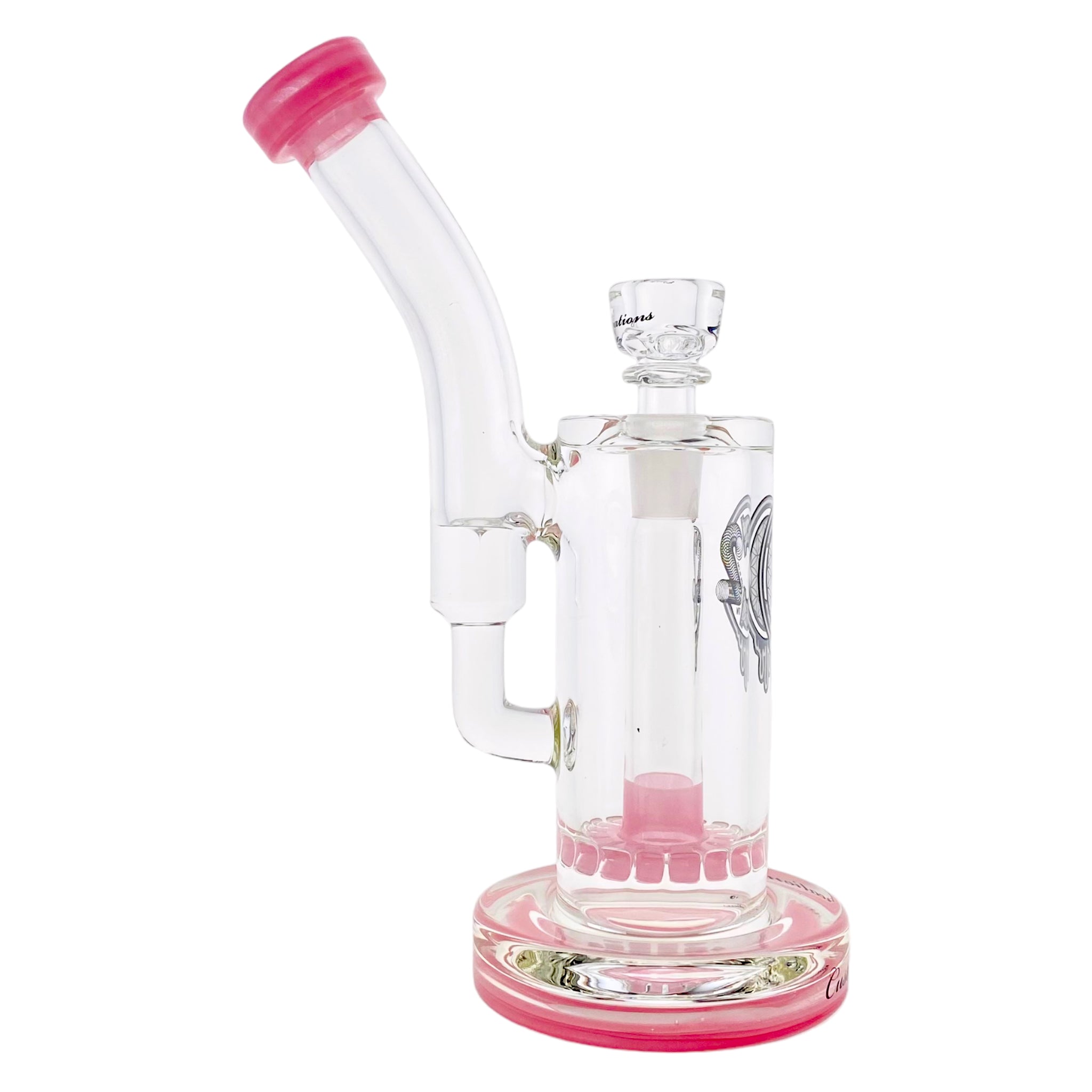 C2 Custom Creations - Custom Pink Bubbler Bong BRB50 Single Ratchet Perc