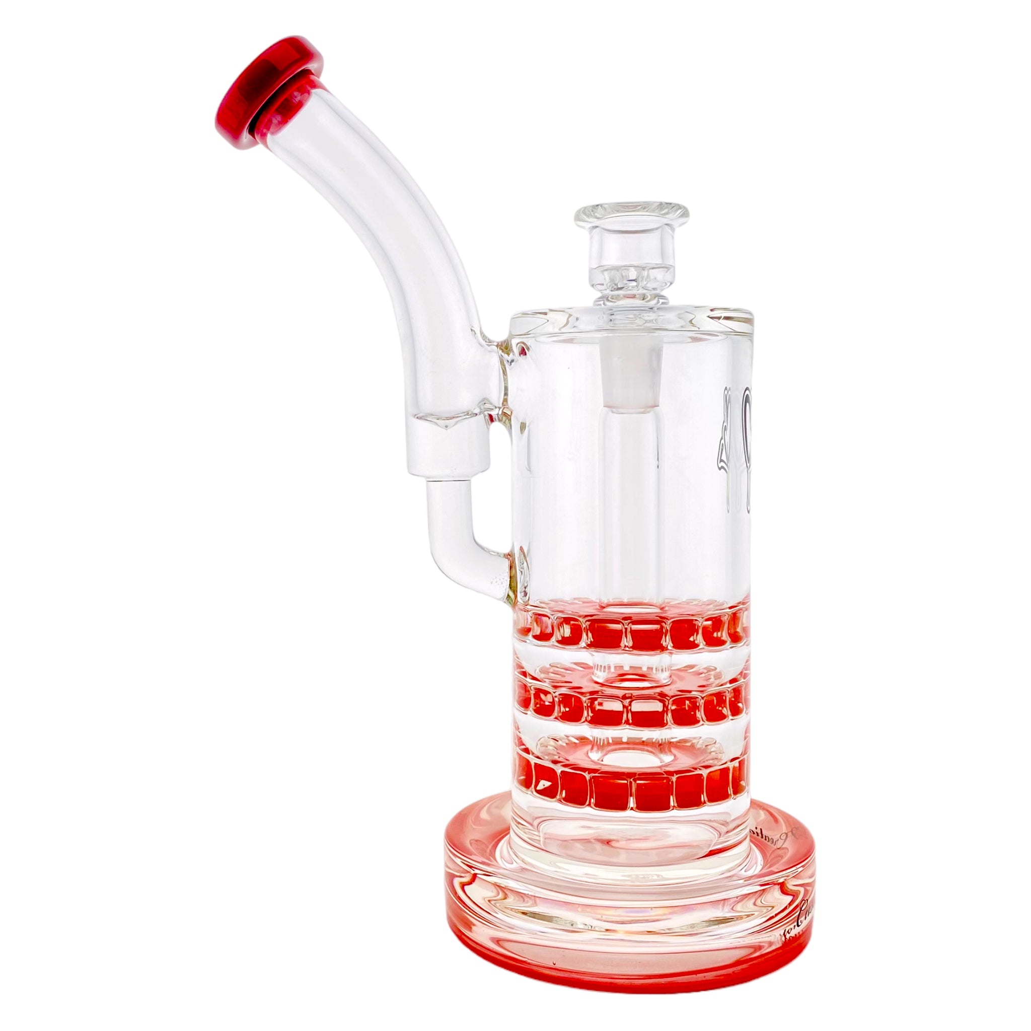 C2 Custom Creations - Custom Bubbler Water Pipe Red Triple Ratchet Rig C9