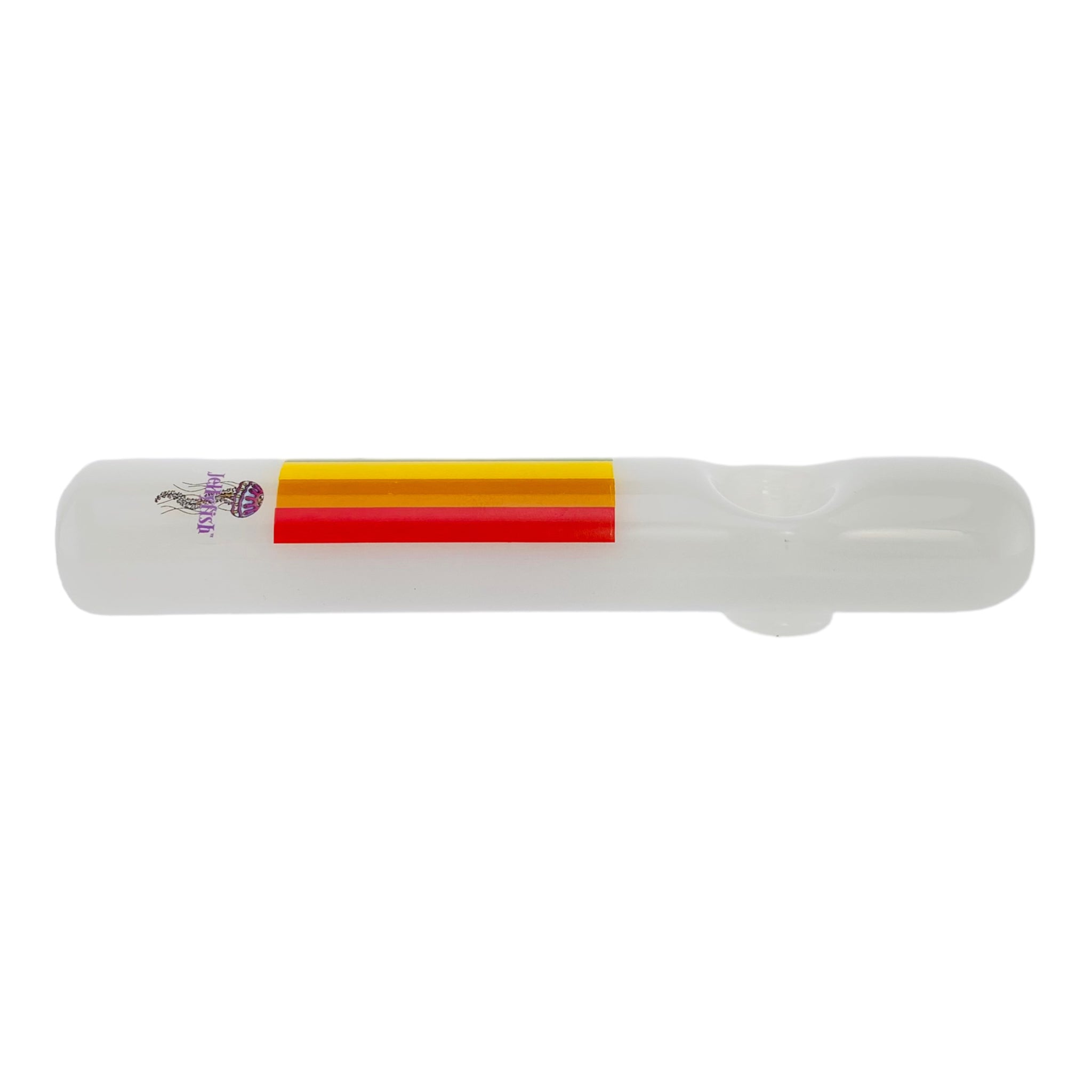 White Glass Steamroller With Rainbow