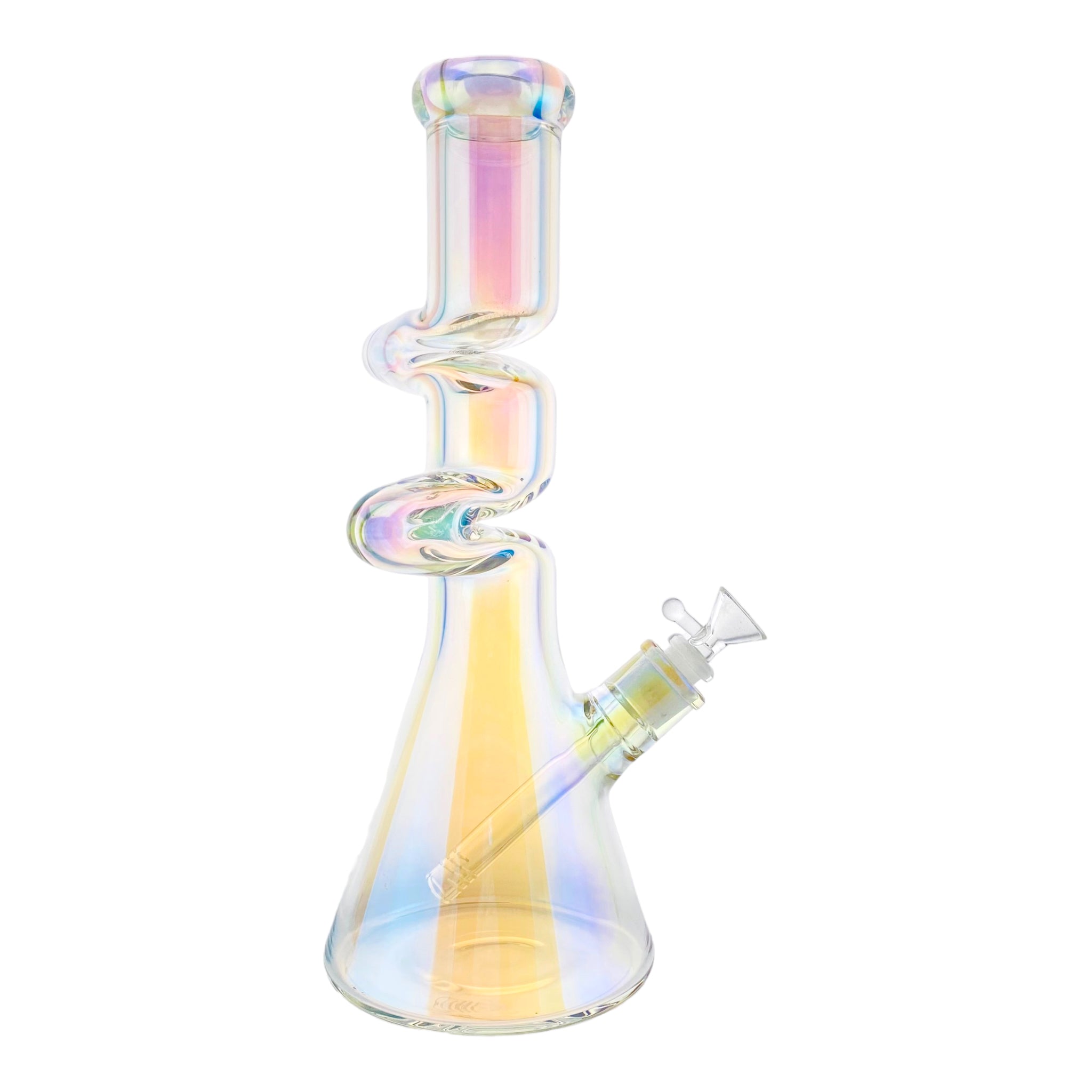 14 Inch Zong Neck Beaker With Rainbow Reflective Coating