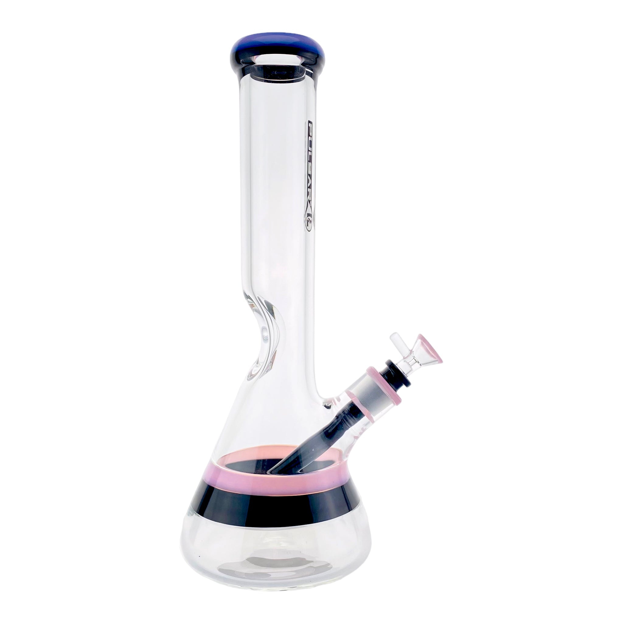 Pulsar Glass - 9mm Thick Pink And Black Two Tone Beaker Bong