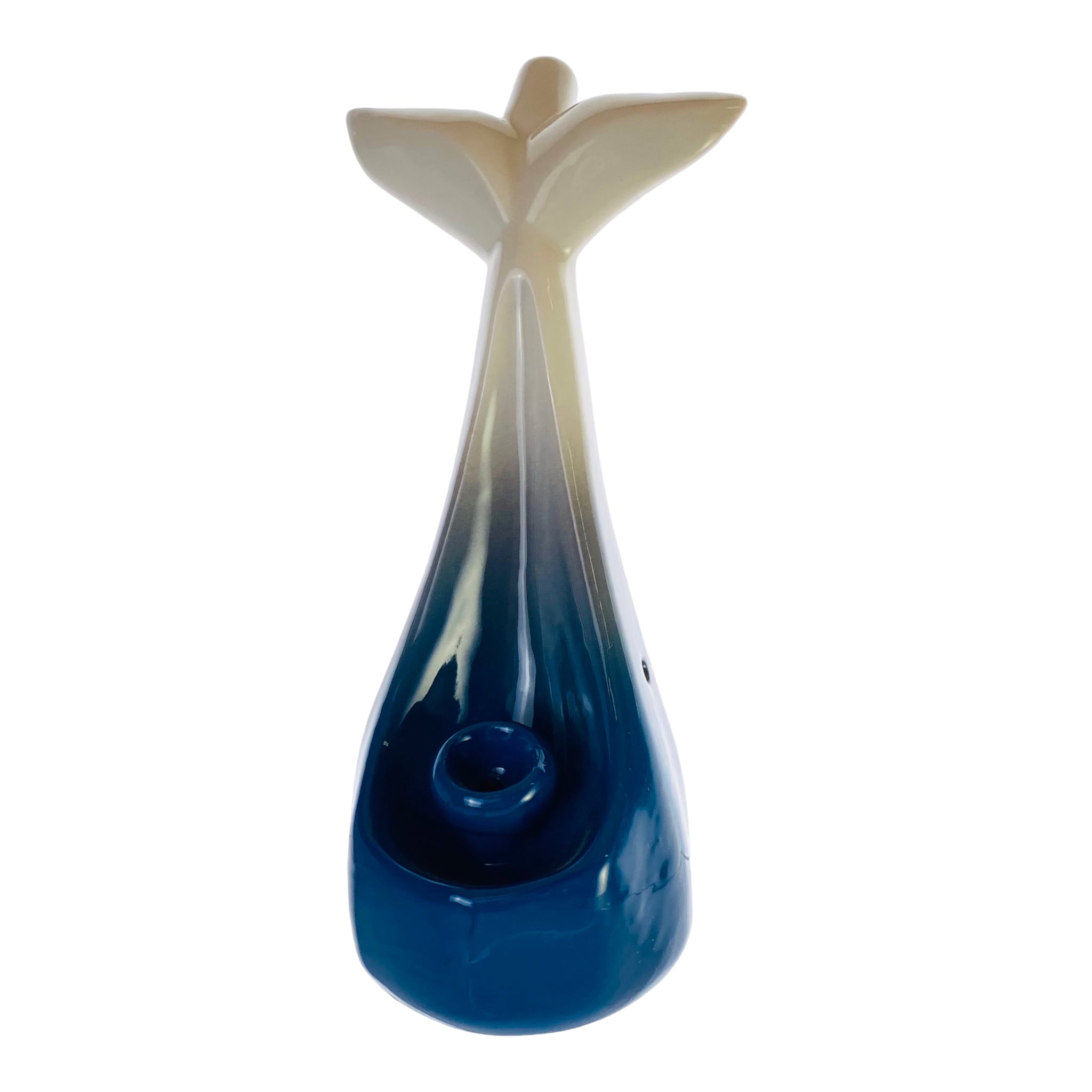 Whale Tail Ceramic Bong - Blue & White
