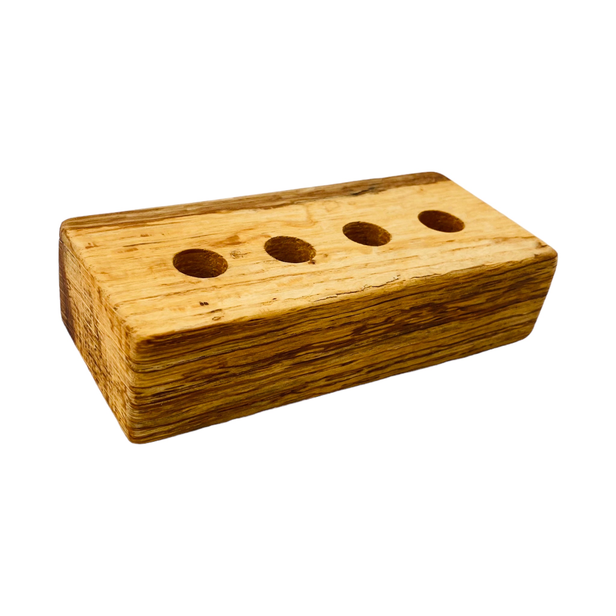 4 Hole Wood Display Stand Holder For 14mm Bong Bowl Pieces Or Quartz Bangers - Cork Oak