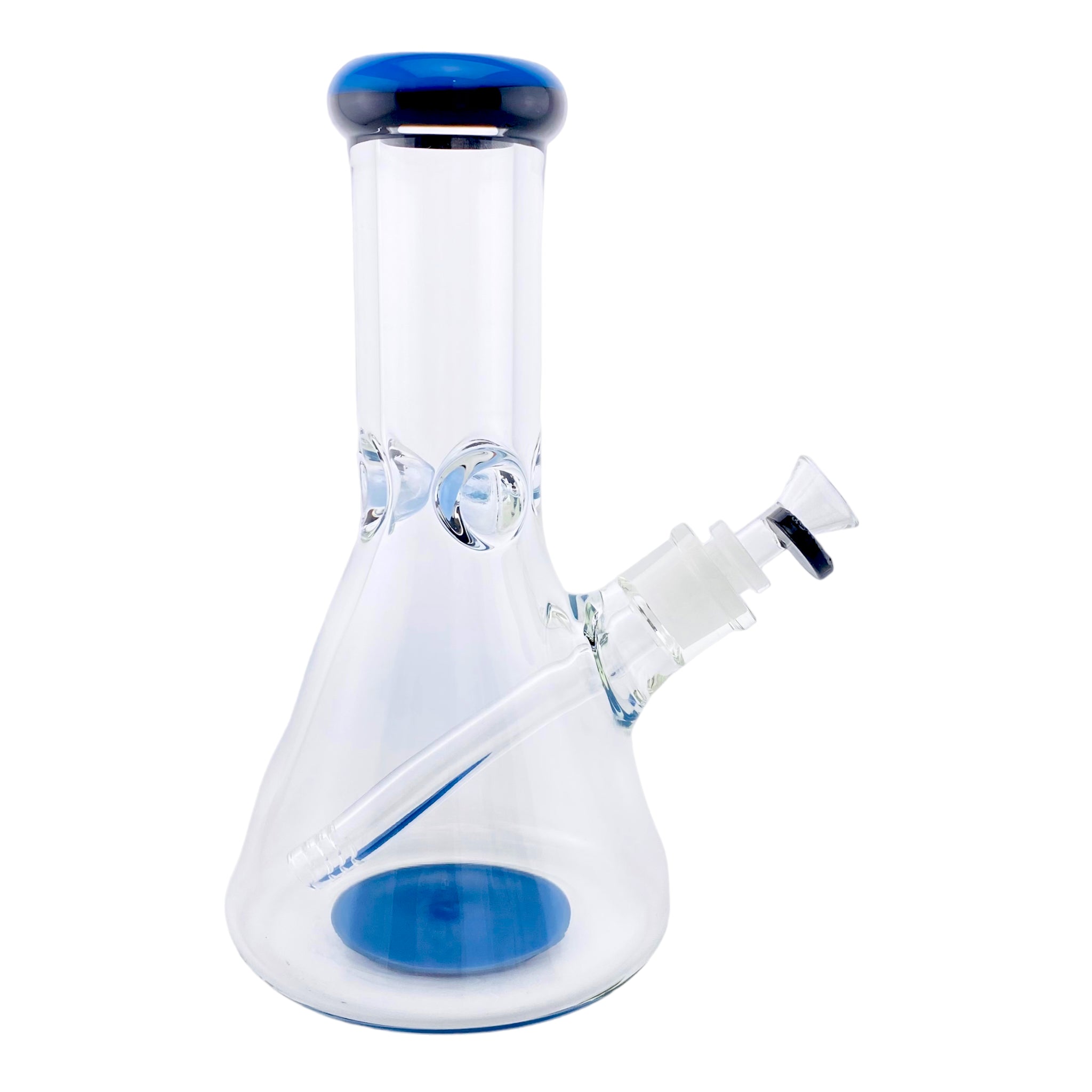 9mm Thick Glass Beaker Bong Black & Blue Milk 10 Inches Tall