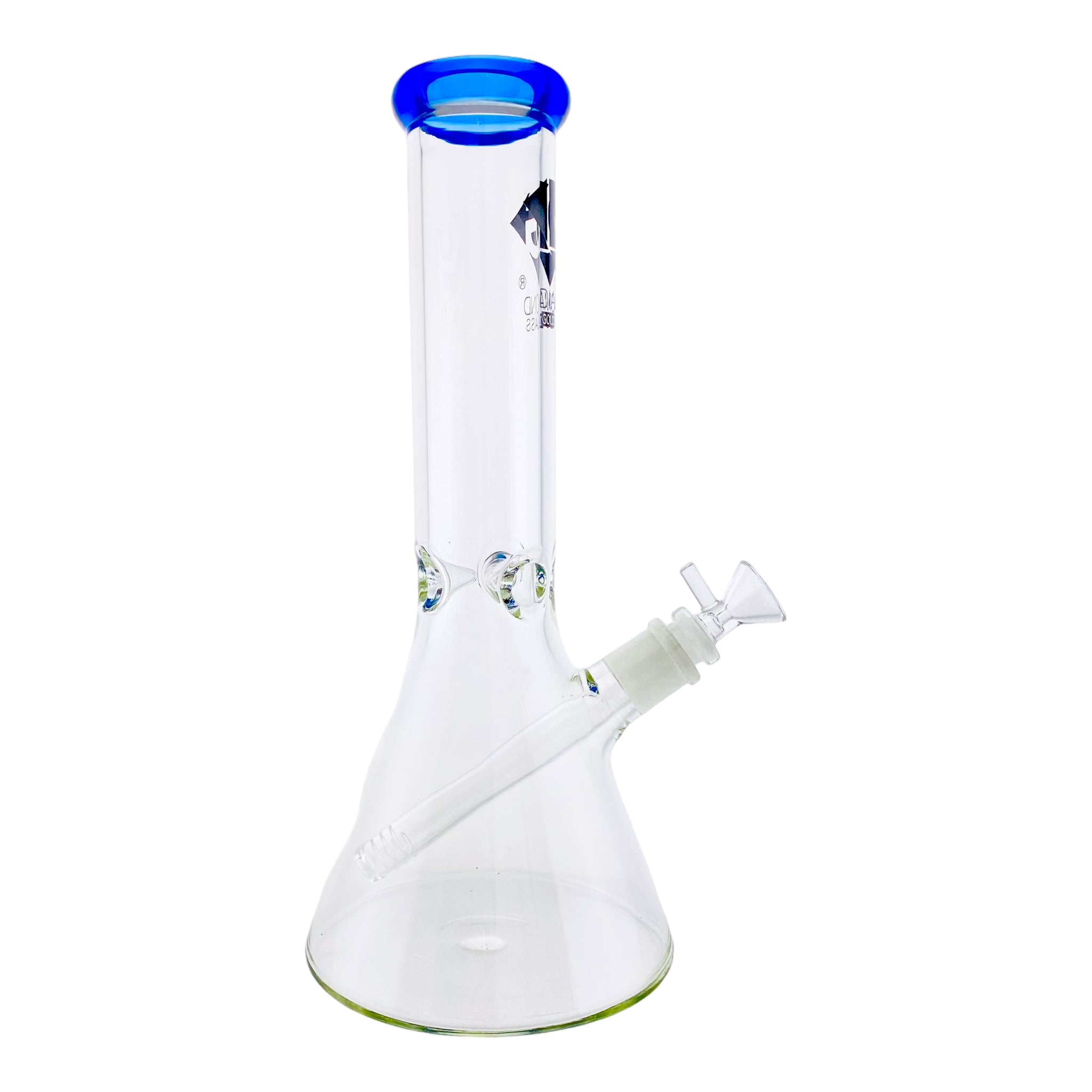 Diamond Glass Bong - 12 Inch Glass Beaker Bong With Blue Color Lip